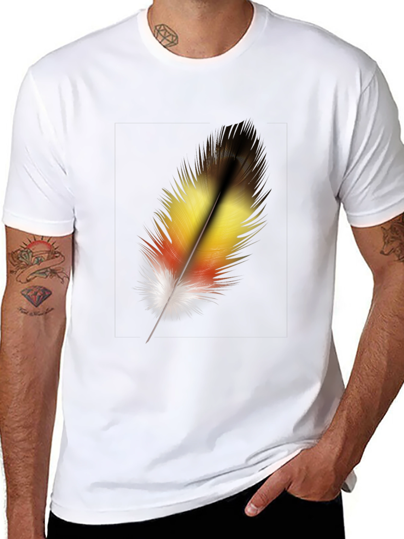 Feather Graphic Black T-Shirt - Stylish Casual Wear