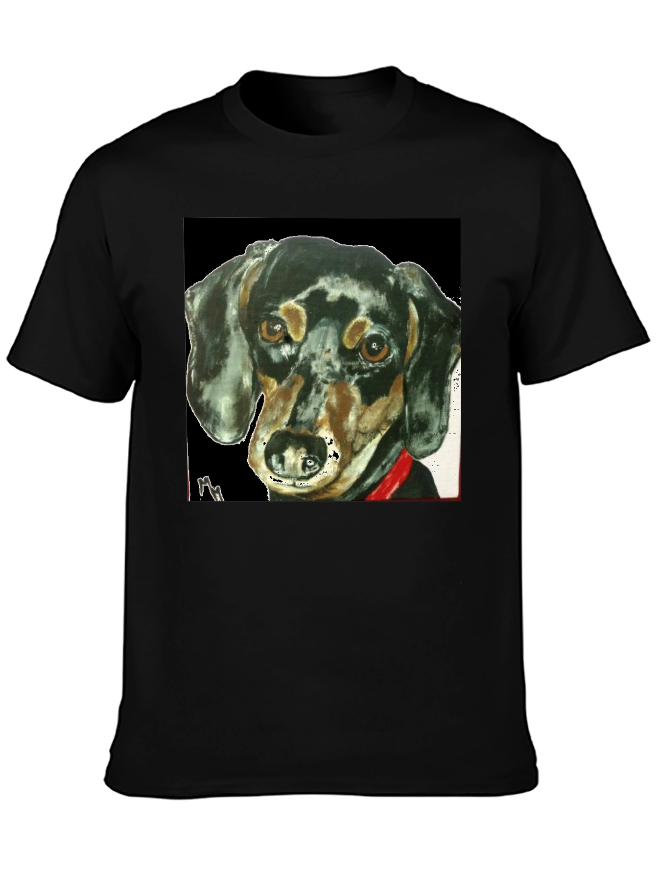 Dachshund Dog Portrait Tee - Black Graphic T-Shirt