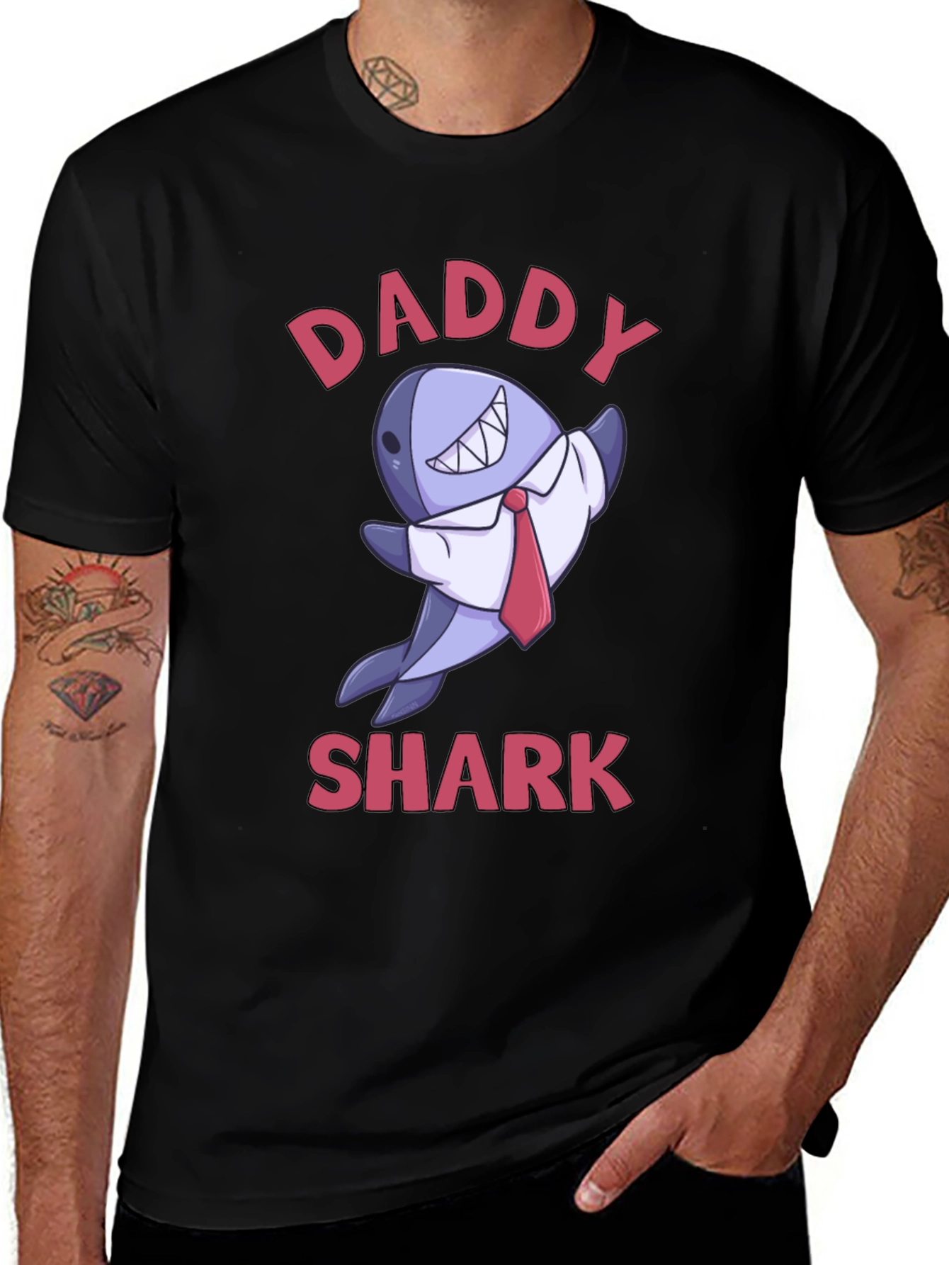 Daddy Shark Graphic T-Shirt - Black