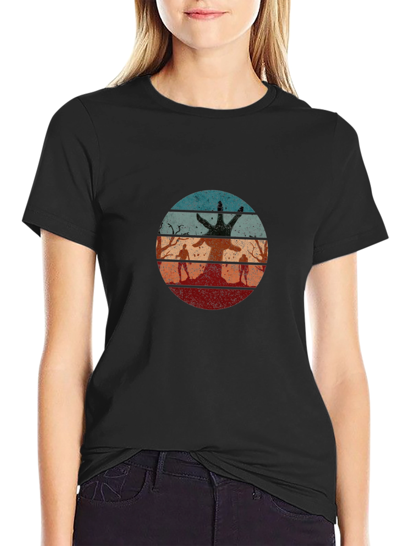 Retro Zombie Tree Graphic T-Shirt