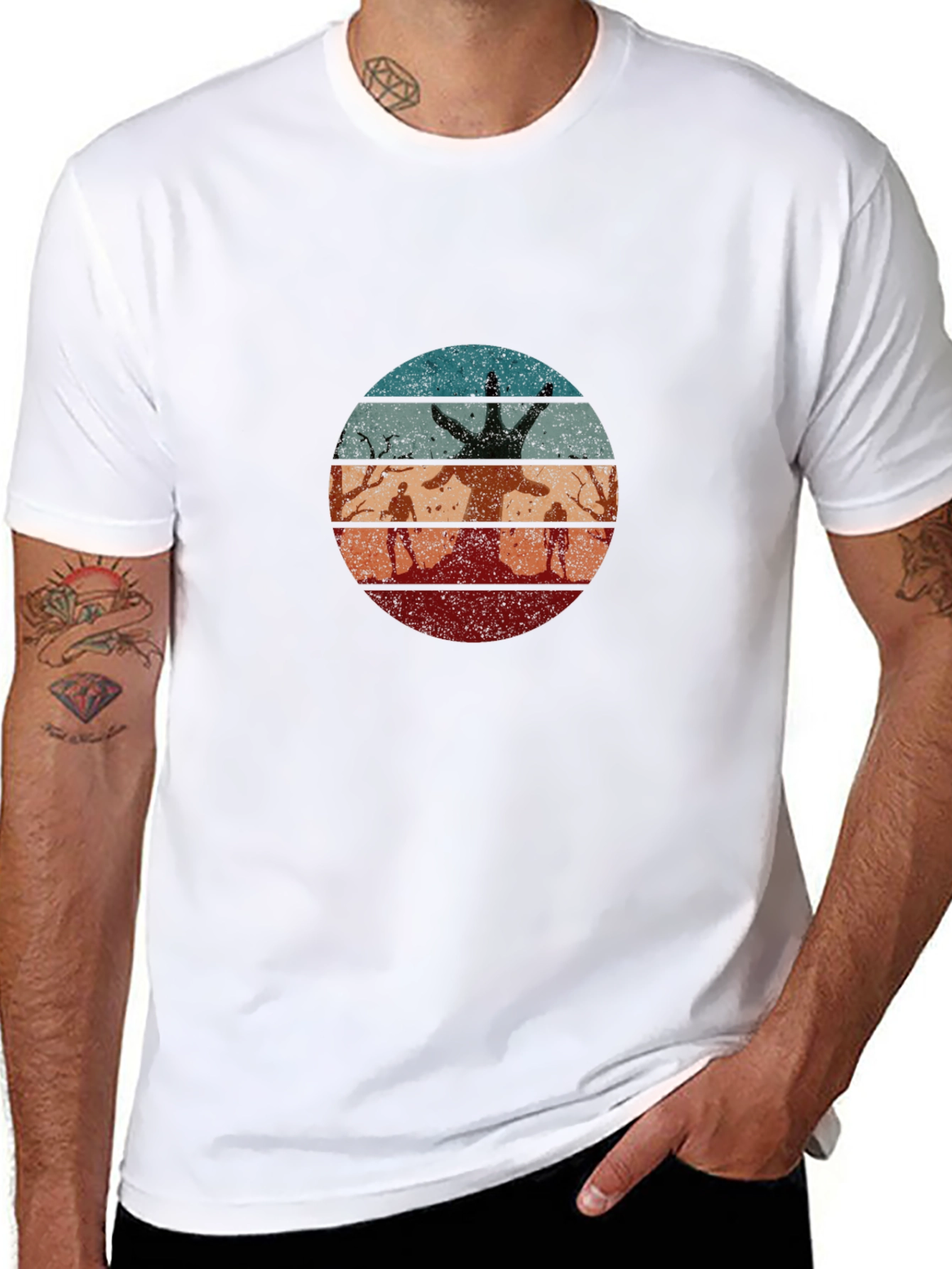 Retro Zombie Tree Graphic T-Shirt