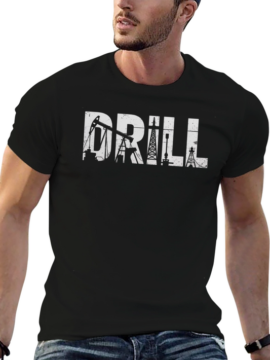 Drill Rig Black T-Shirt - Oilfield Worker Apparel