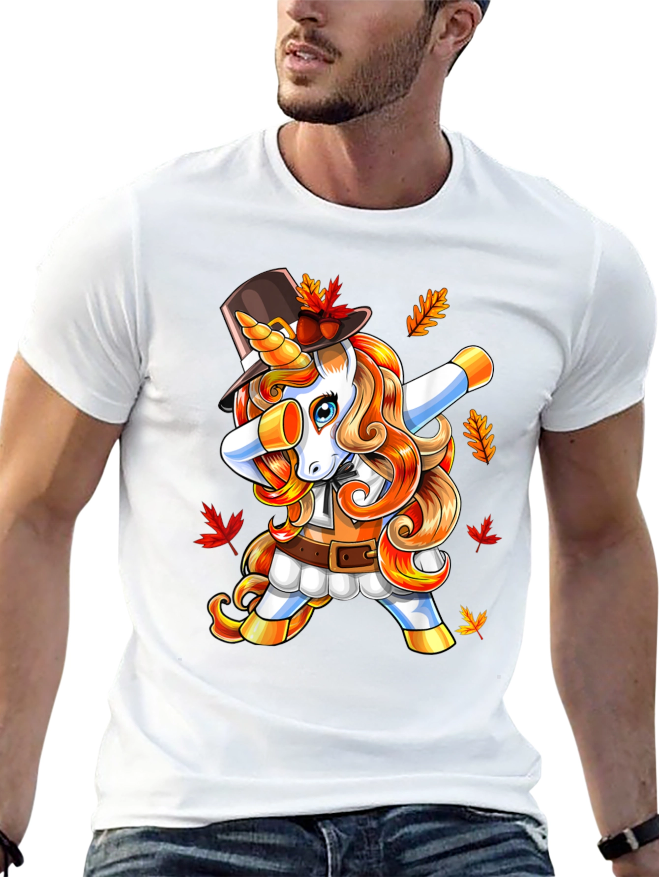 Thanksgiving Unicorn Dabbing Mens T-Shirt