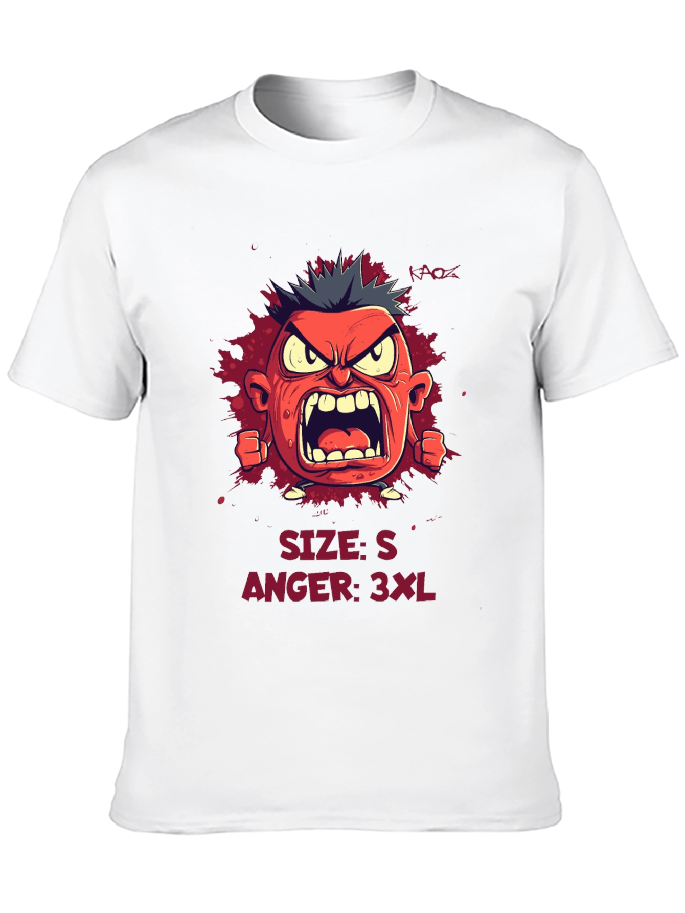 Angry Cartoon Character Graphic Tee - Black