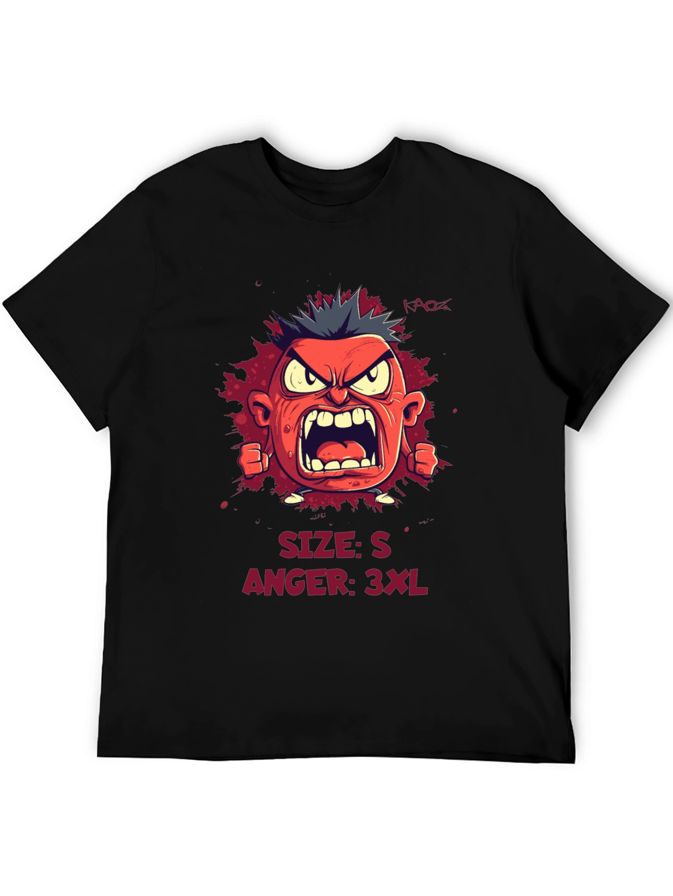 Angry Cartoon Character Graphic Tee - Black