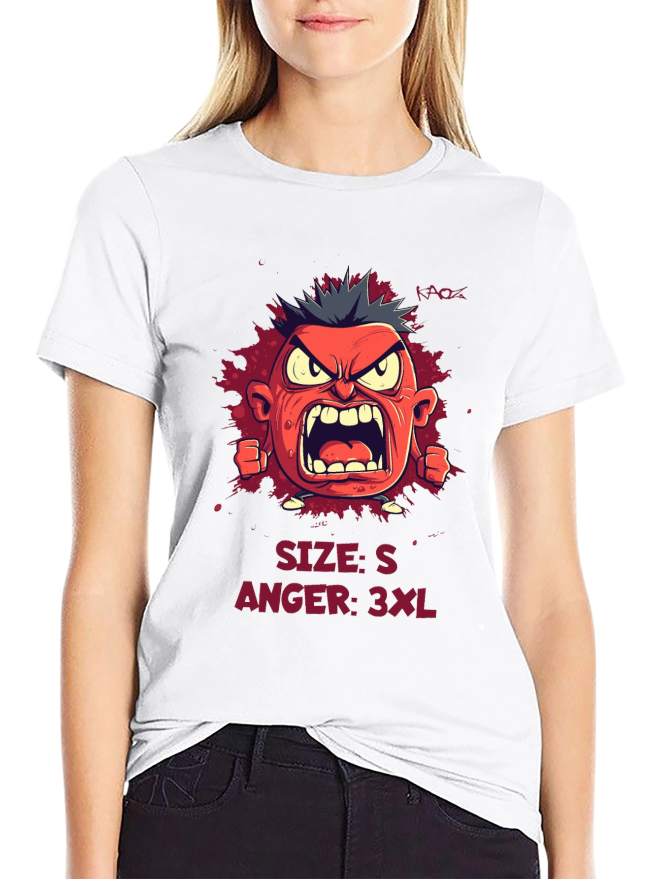 Angry Cartoon Character Graphic Tee - Black