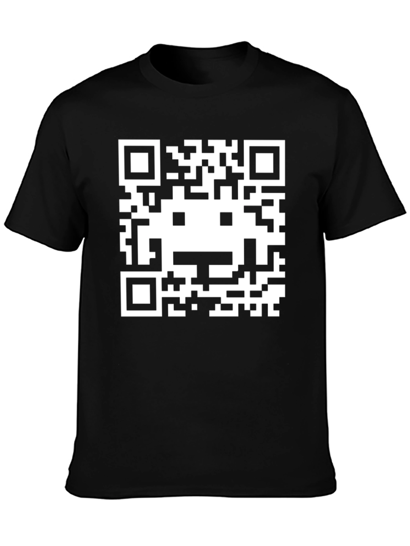 Pixel QR Code Graphic Tee - Black Cotton Blend
