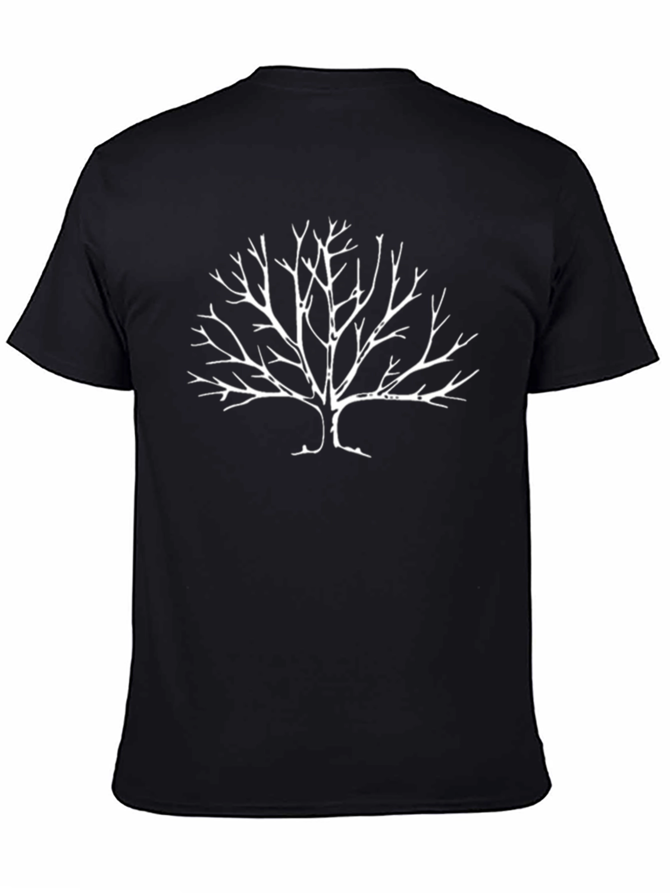 Tree Silhouette Graphic Tee - Black Cotton T-Shirt