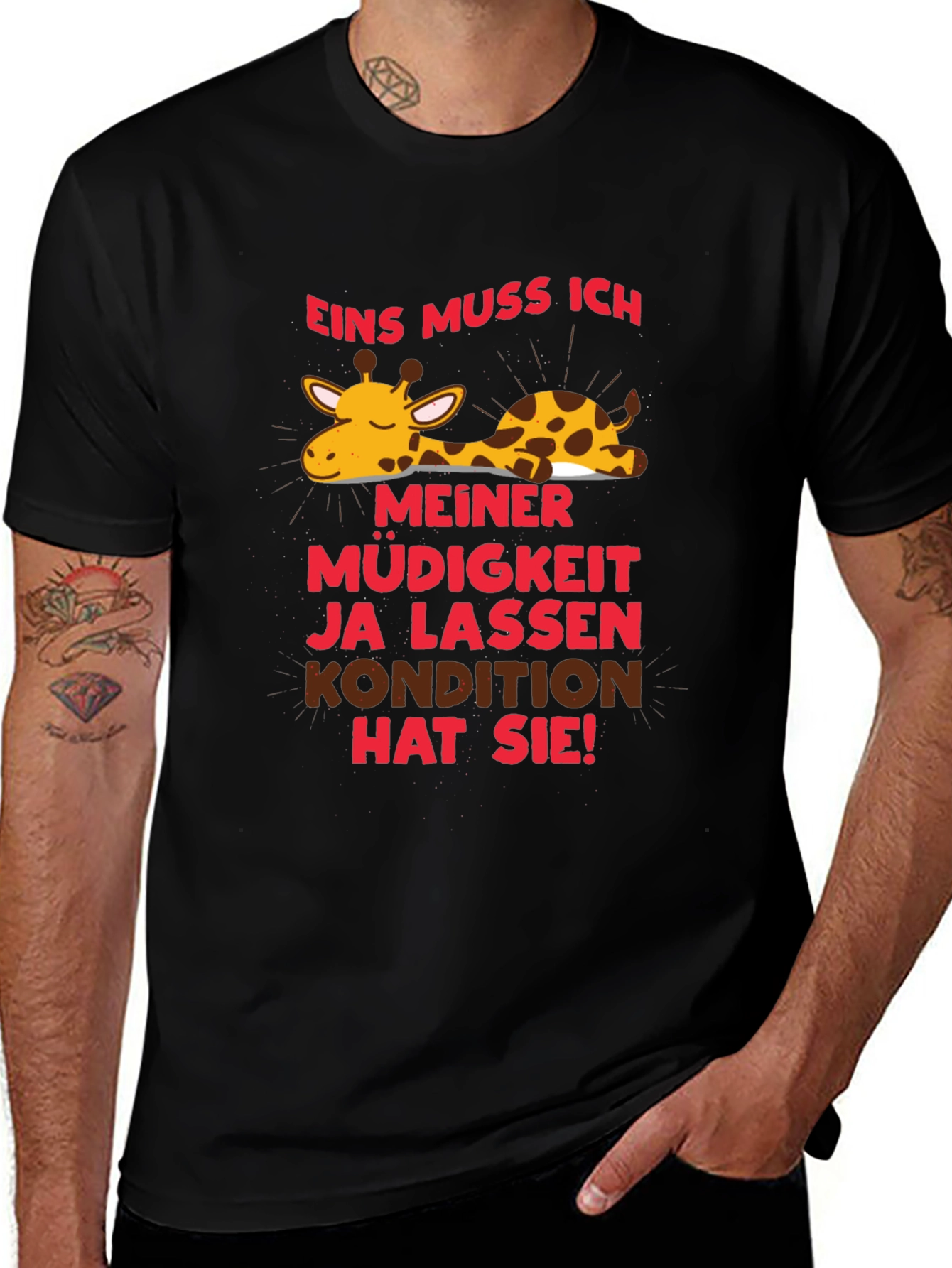 Lazy Giraffe Graphic Tee - German Slogan T-Shirt