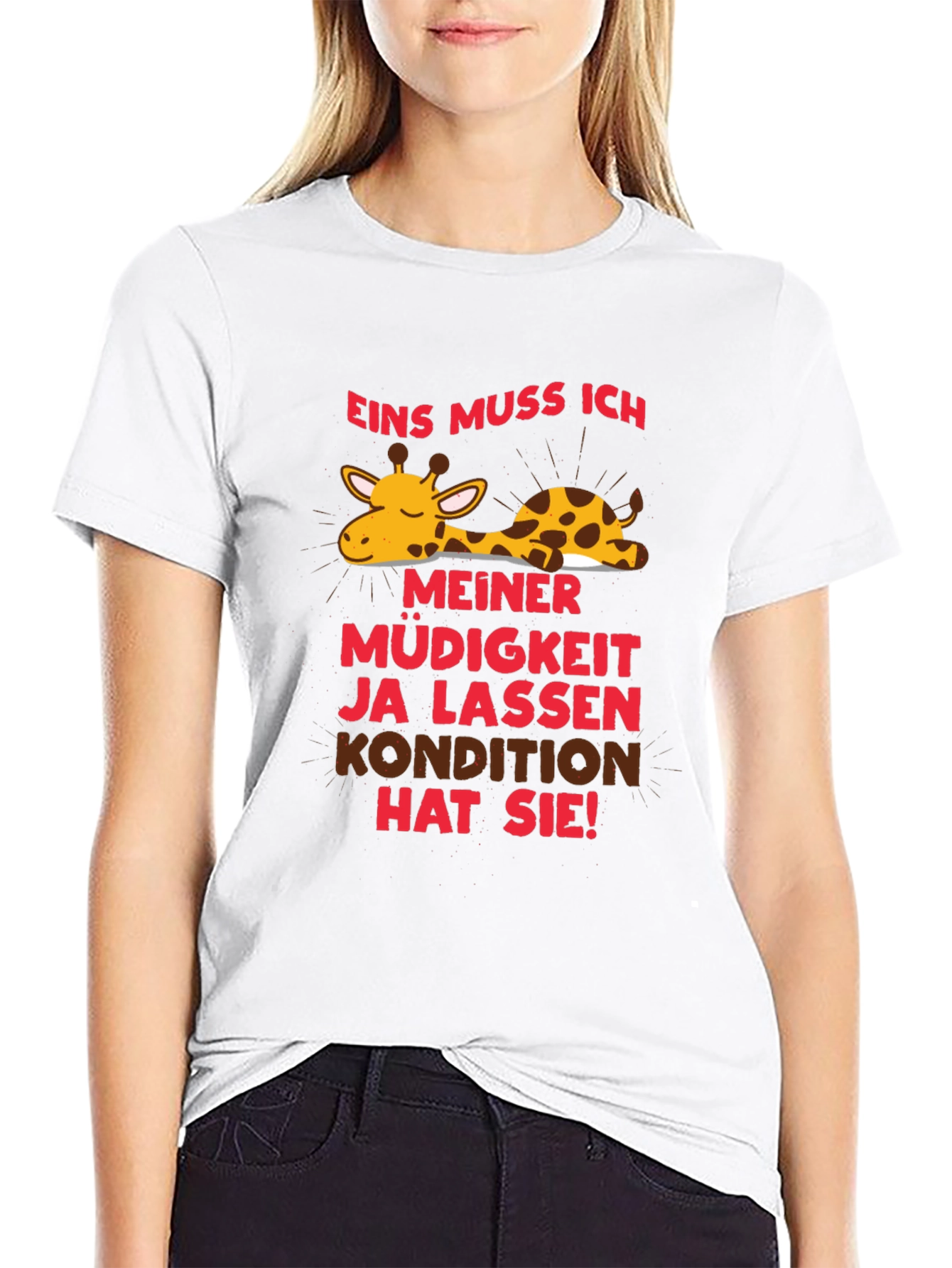 Lazy Giraffe Graphic Tee - German Slogan T-Shirt