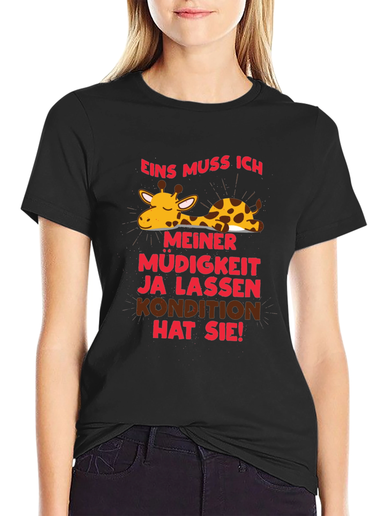Lazy Giraffe Graphic Tee - German Slogan T-Shirt