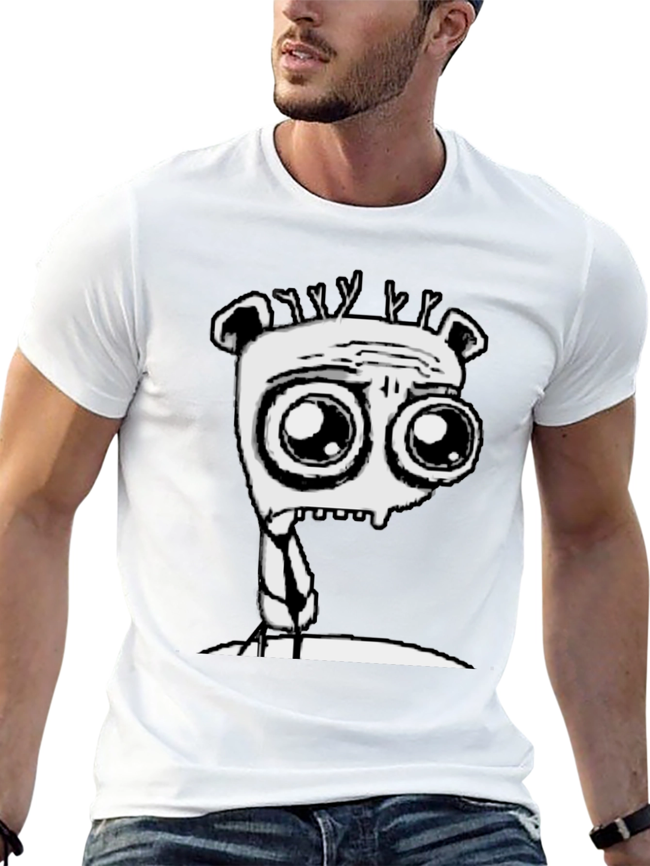 Cartoon Monster Graphic Tee - Black T-Shirt