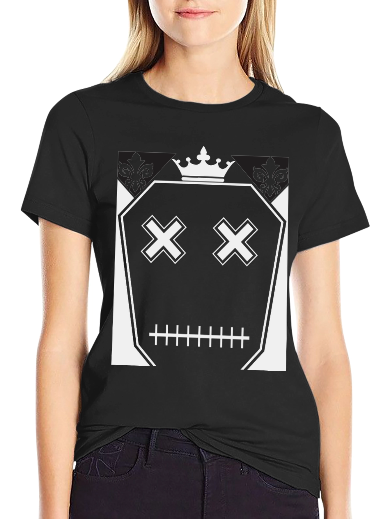 Crown Skull Face Graphic T-Shirt - Mens Black Tee