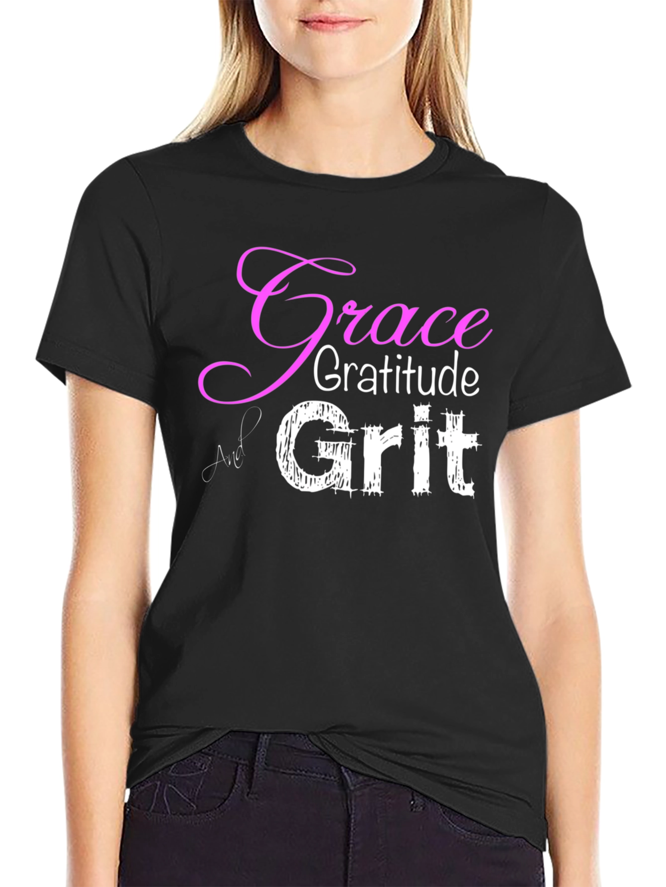 Grace Gratitude Grit T-Shirt - Inspirational Design