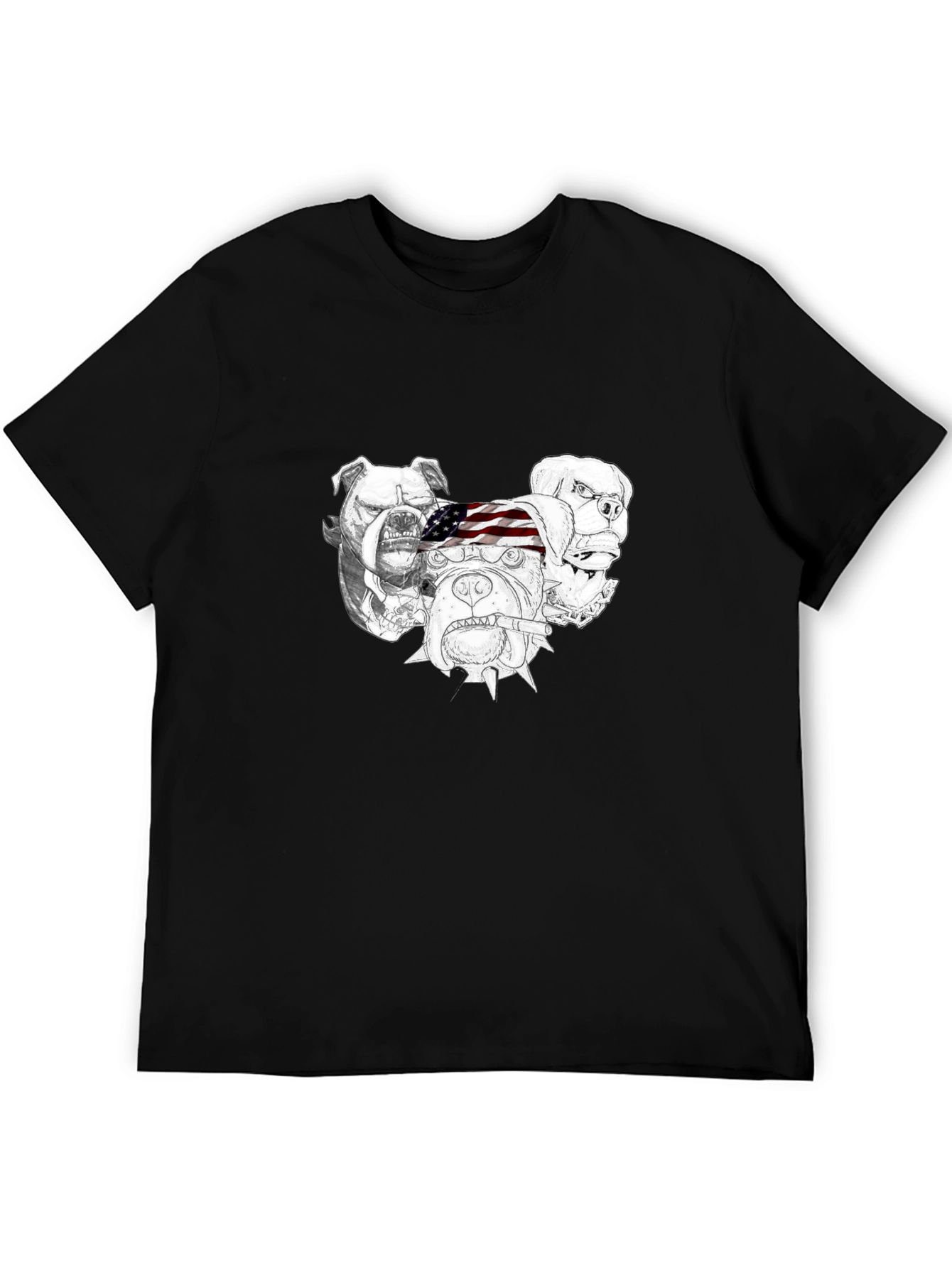Bulldog Graphic Print Mens Black T-Shirt