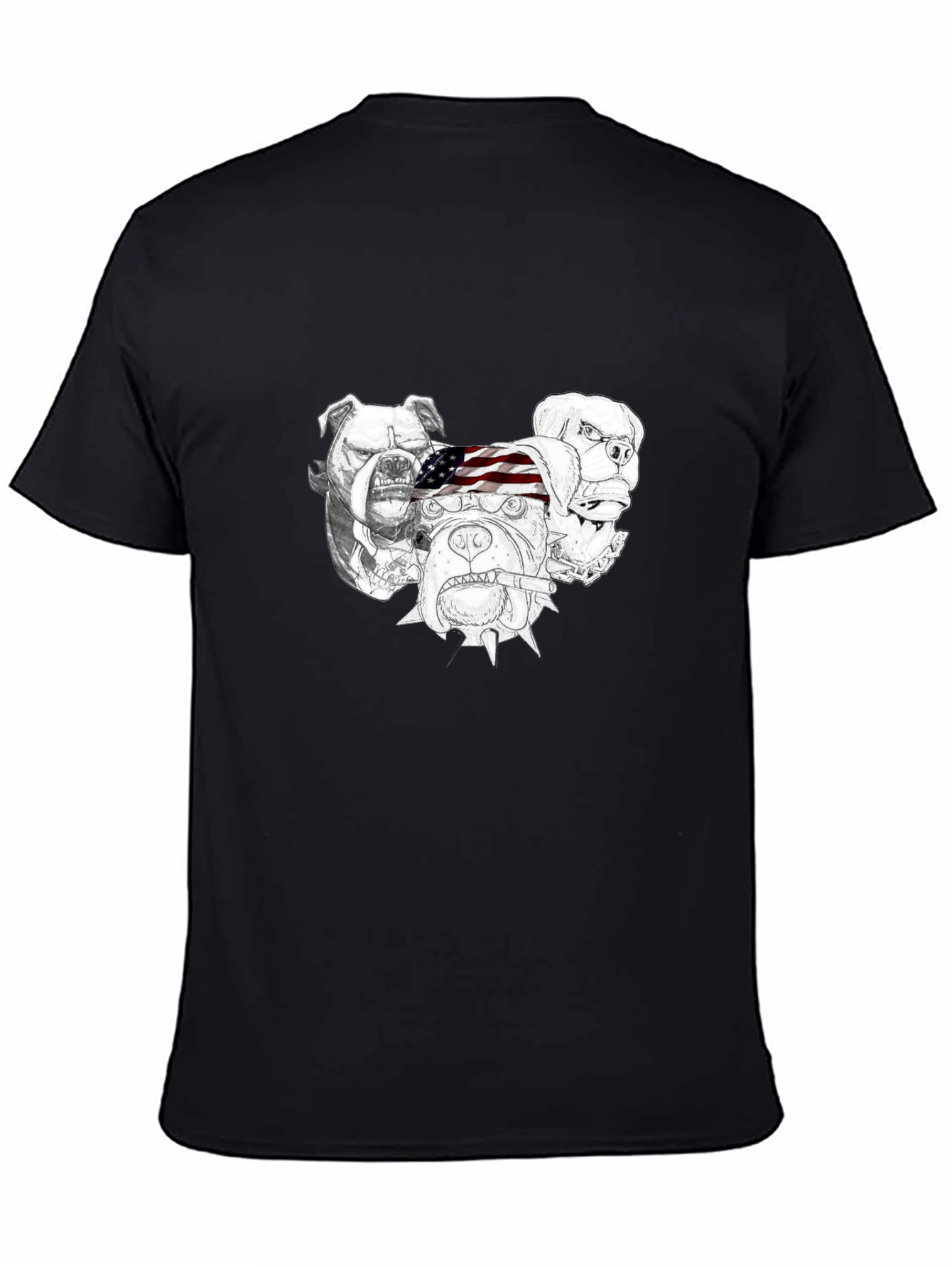 Bulldog Graphic Print Mens Black T-Shirt