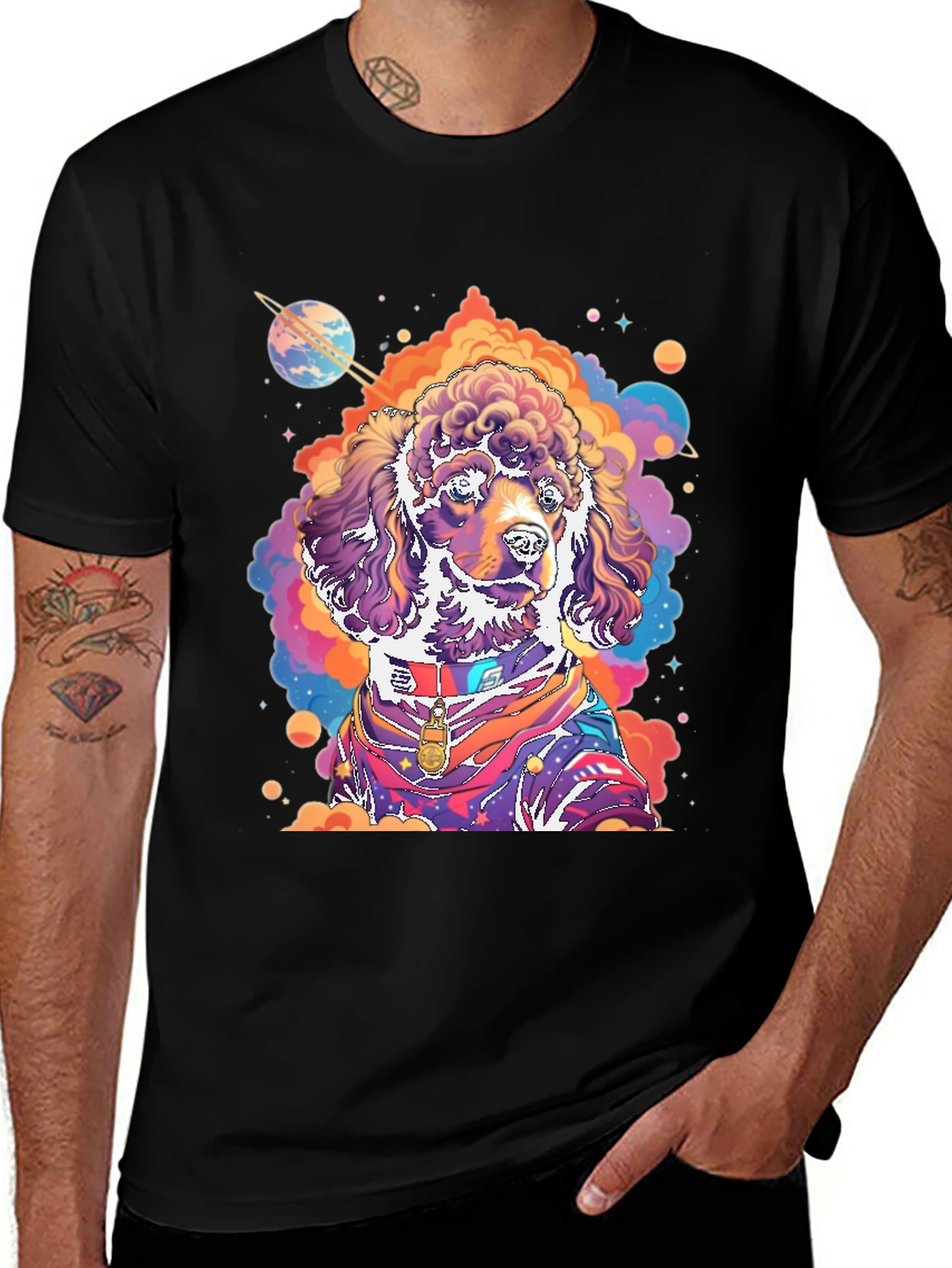 Cosmic Poodle Graphic Tee - Mens Black T-Shirt