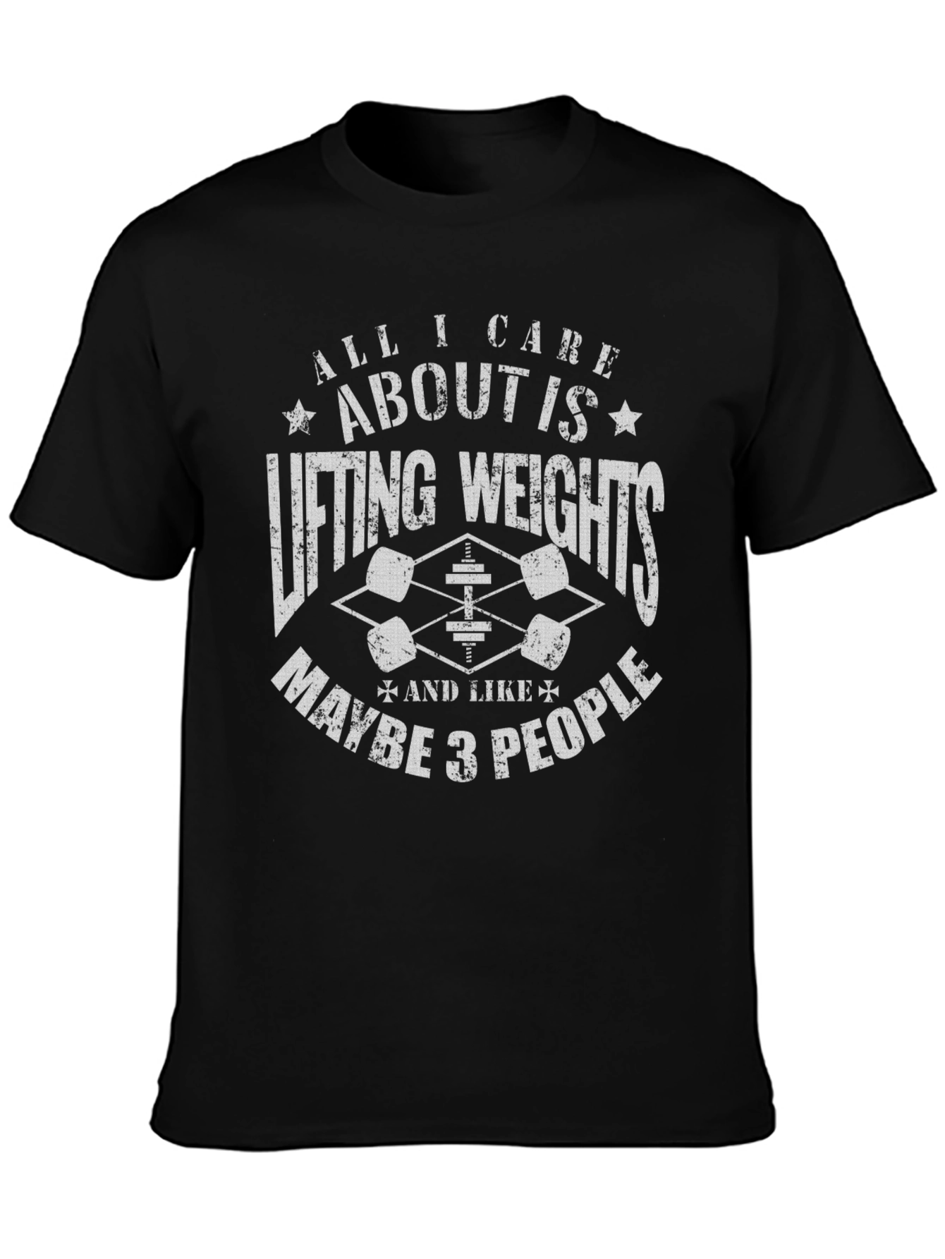 Weightlifting Graphic Tee: Lifting Weights & Maybe 3 People