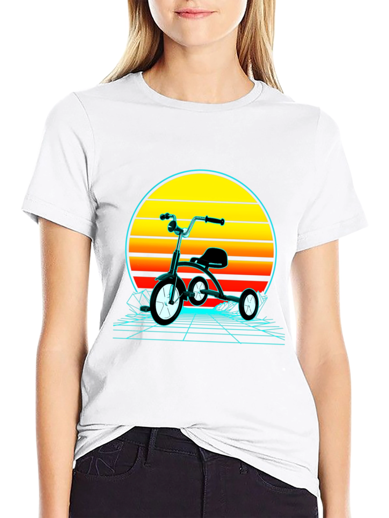 Retro Tricycle Sunset Graphic T-Shirt