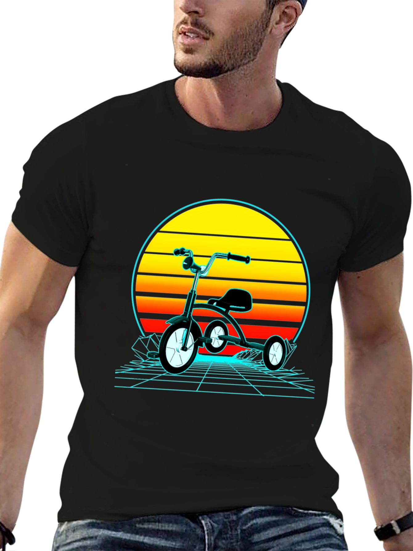 Retro Tricycle Sunset Graphic T-Shirt