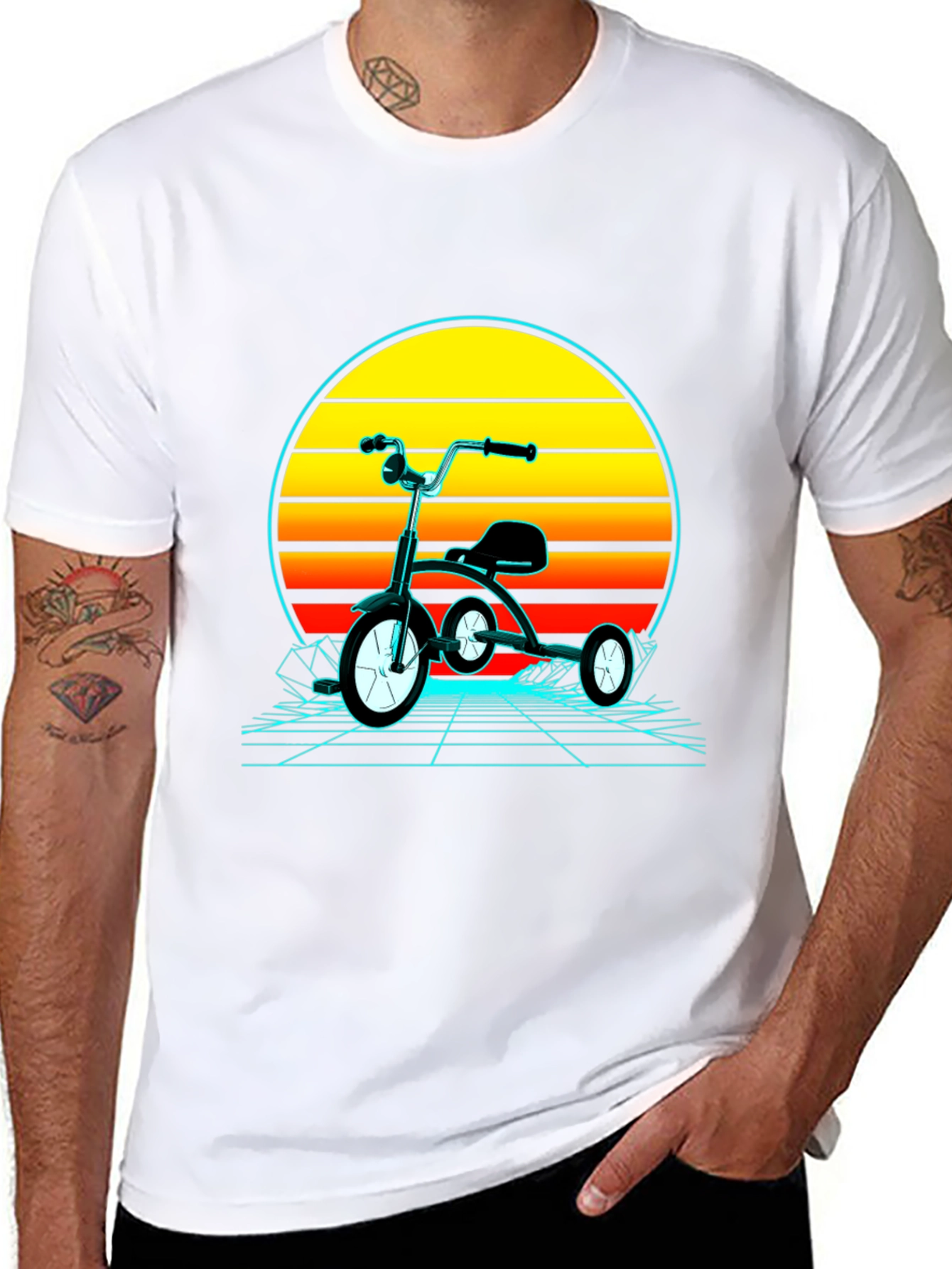 Retro Tricycle Sunset Graphic T-Shirt