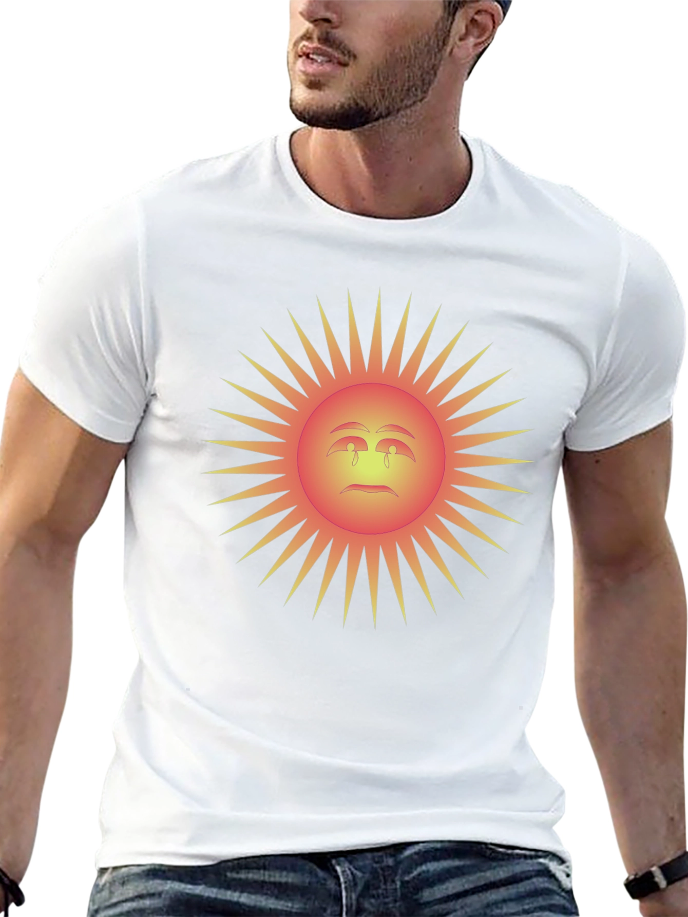 Sad Sun Graphic Tee - Black Cotton Blend