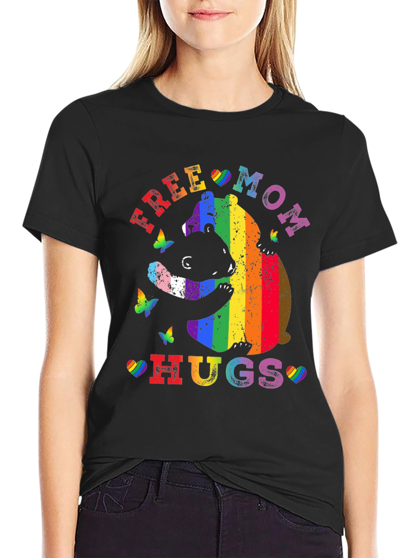 Free Mom Hugs Rainbow Bear T-Shirt