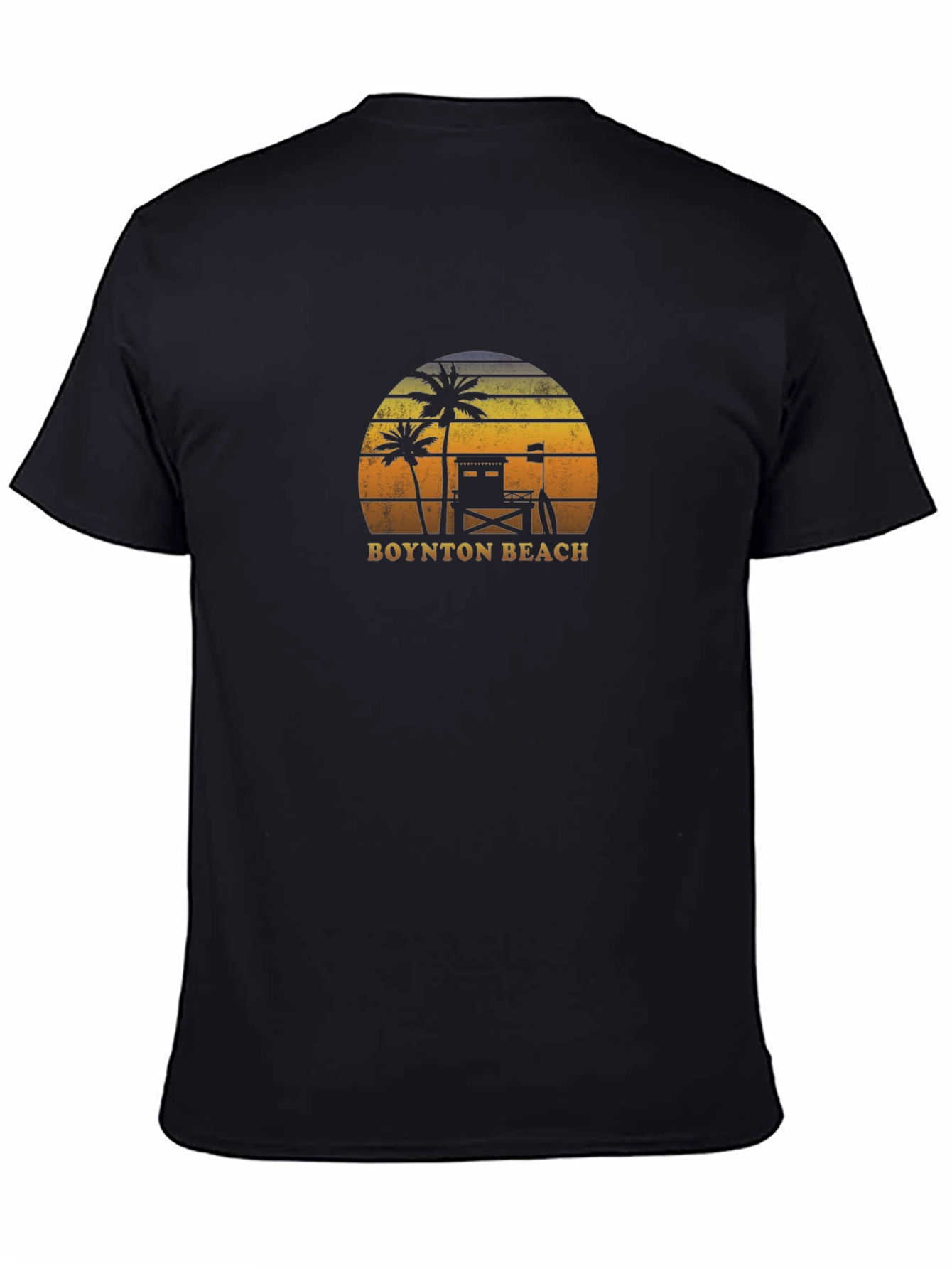 Boynton Beach Retro T-Shirt - Palm Tree Sunset Design