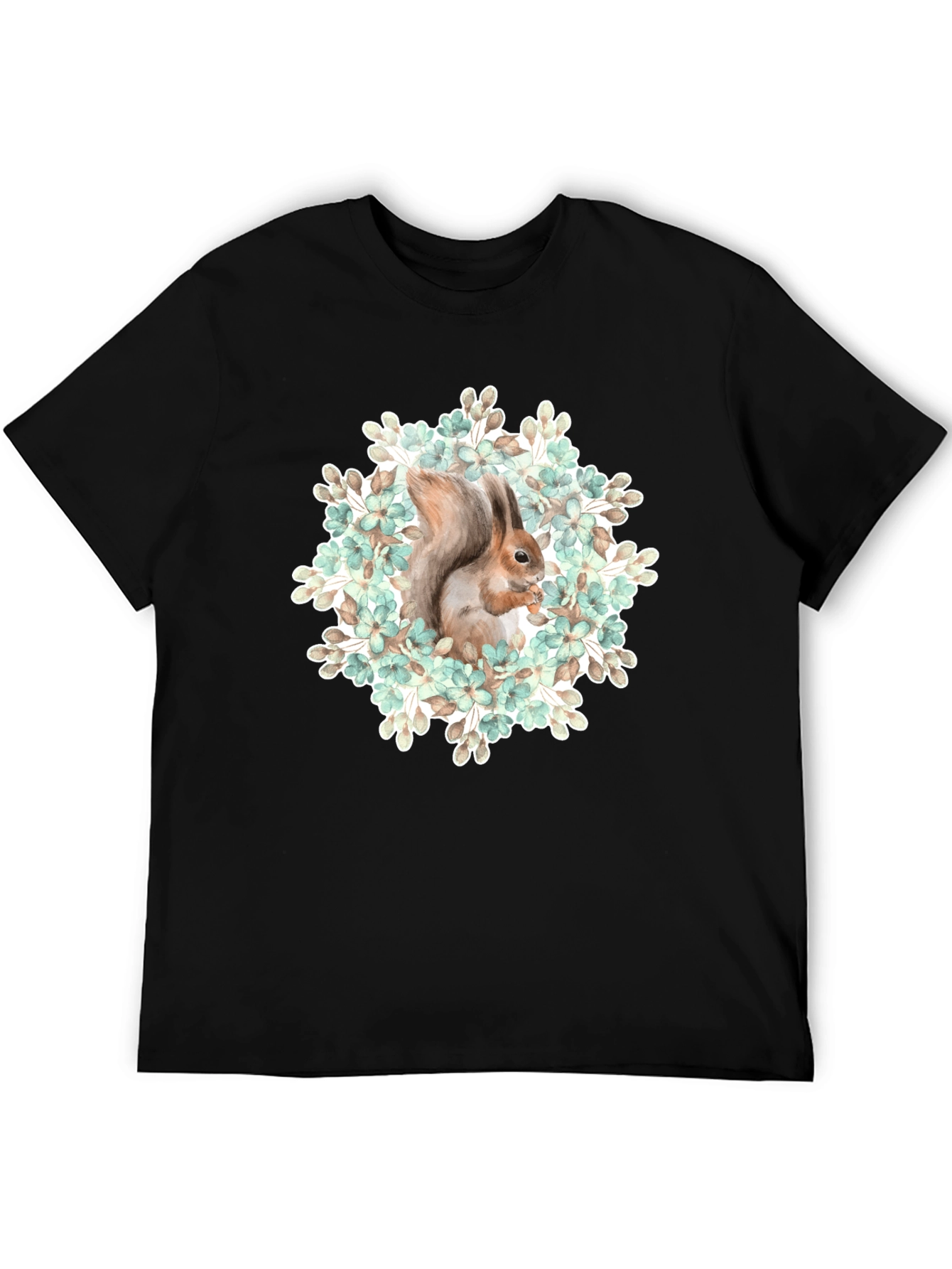Squirrel Floral T-Shirt - Nature Graphic Tee