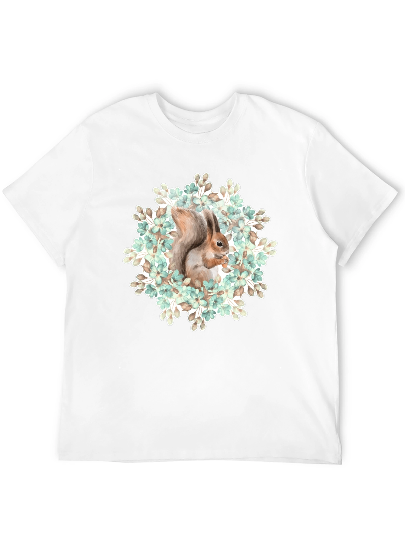 Squirrel Floral T-Shirt - Nature Graphic Tee