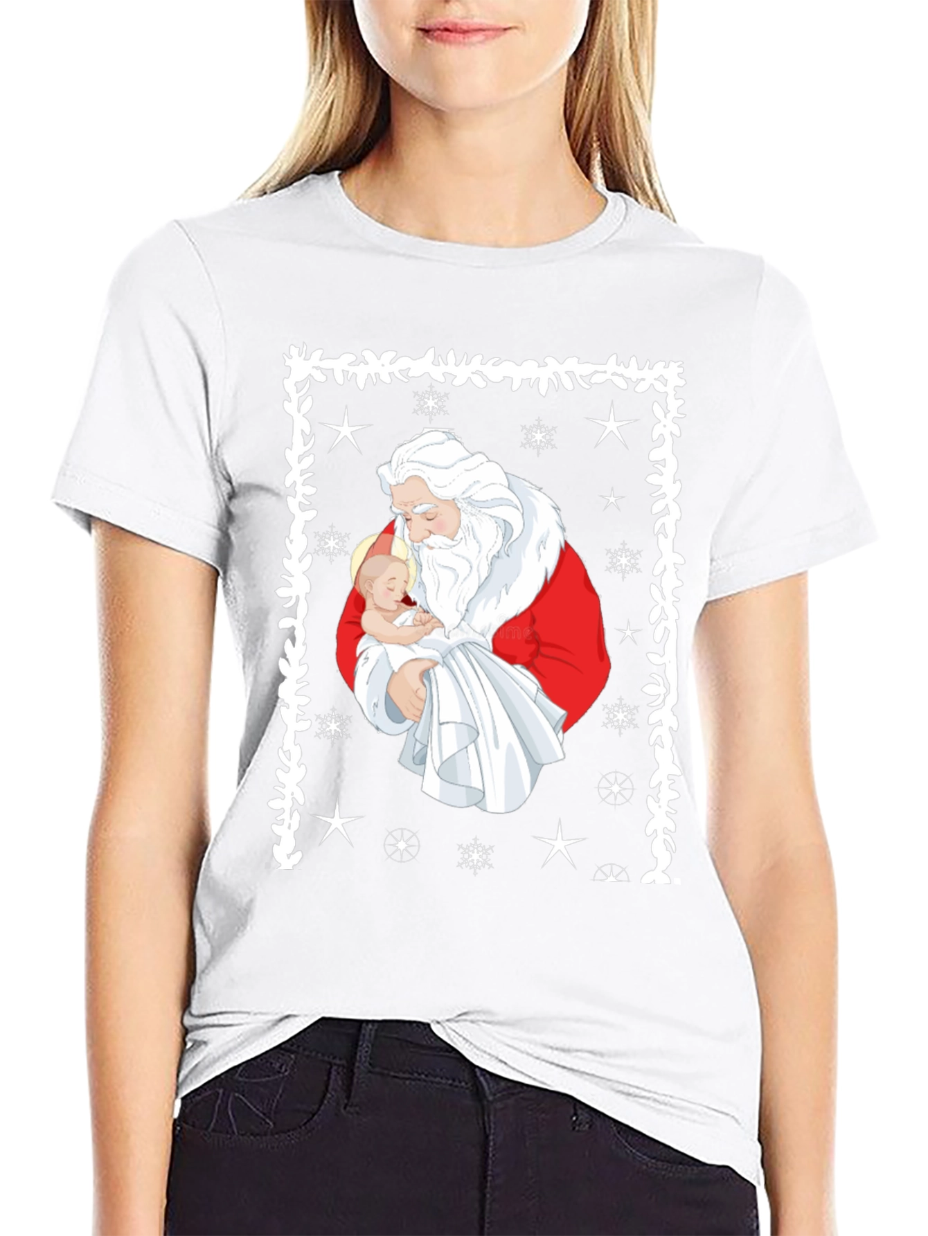 Santa Holding Baby Christmas T-Shirt