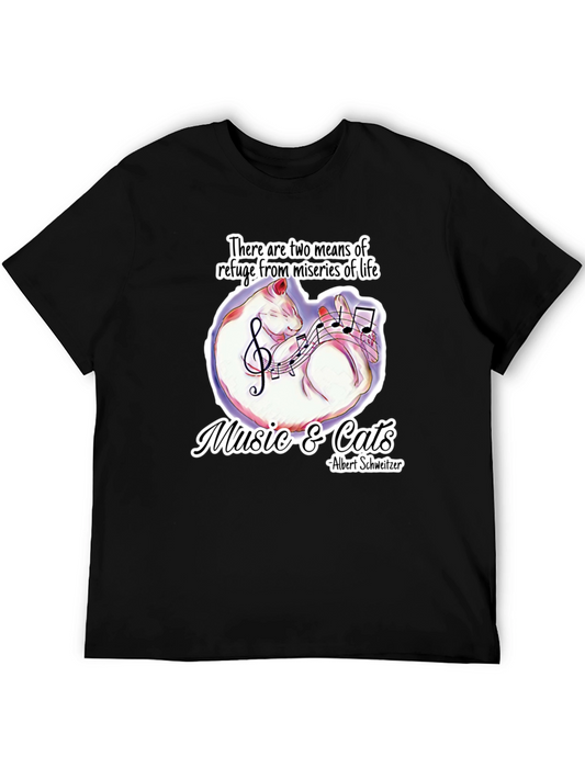 Music & Cats T-Shirt: Refuge From Lifes Miseries