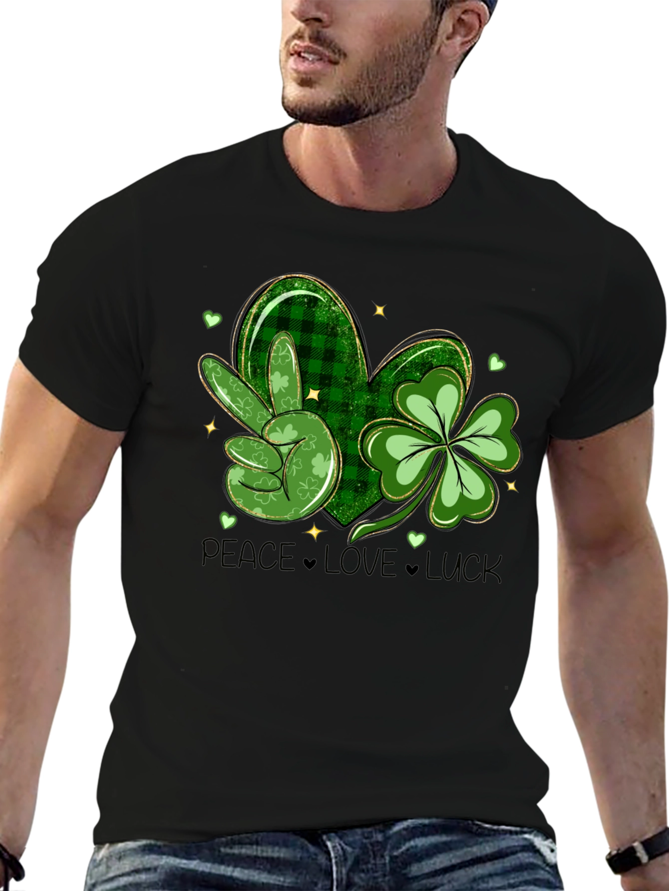 St. Patricks Day Peace Love Luck Graphic Tee