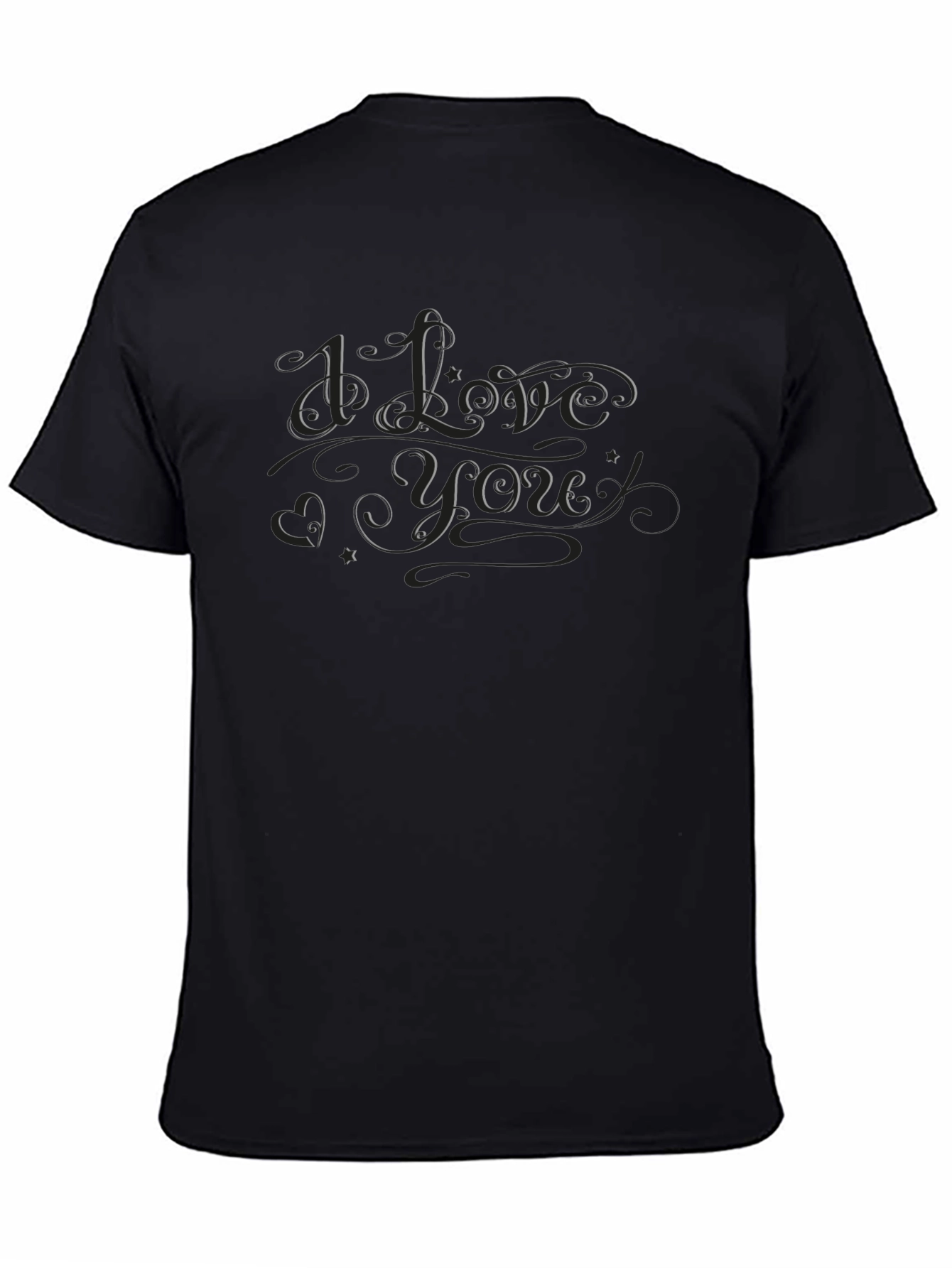 I Love You Graphic Print Black Crew Neck T-Shirt