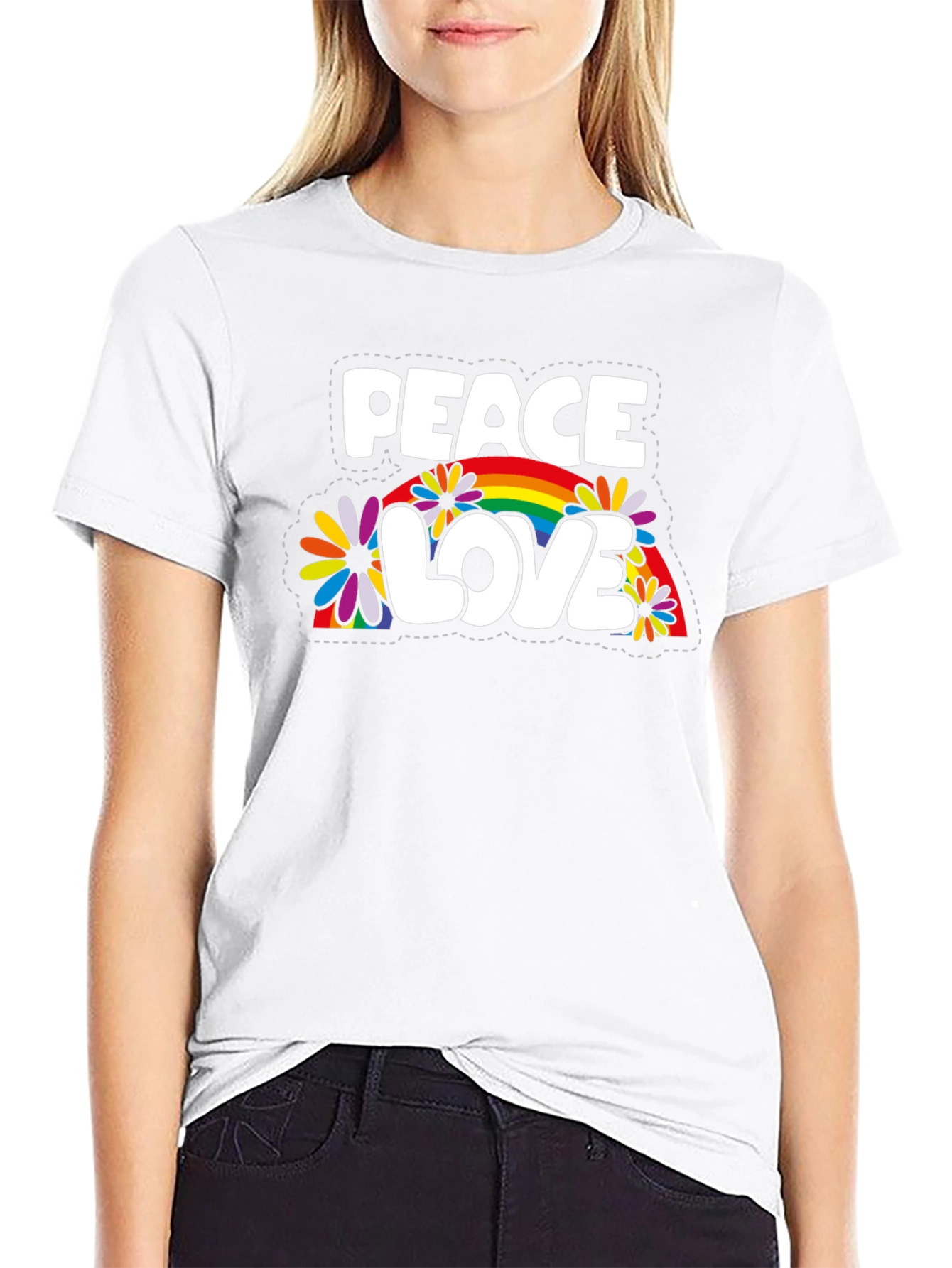Peace Love Rainbow Graphic T-Shirt