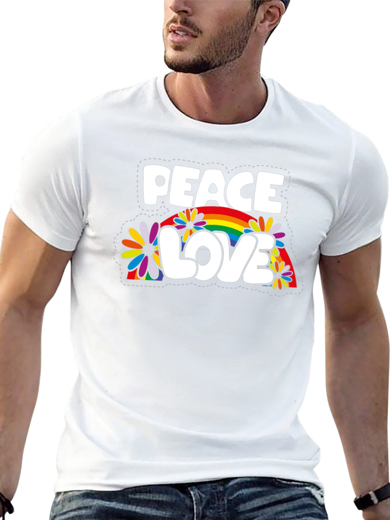 Peace Love Rainbow Graphic T-Shirt