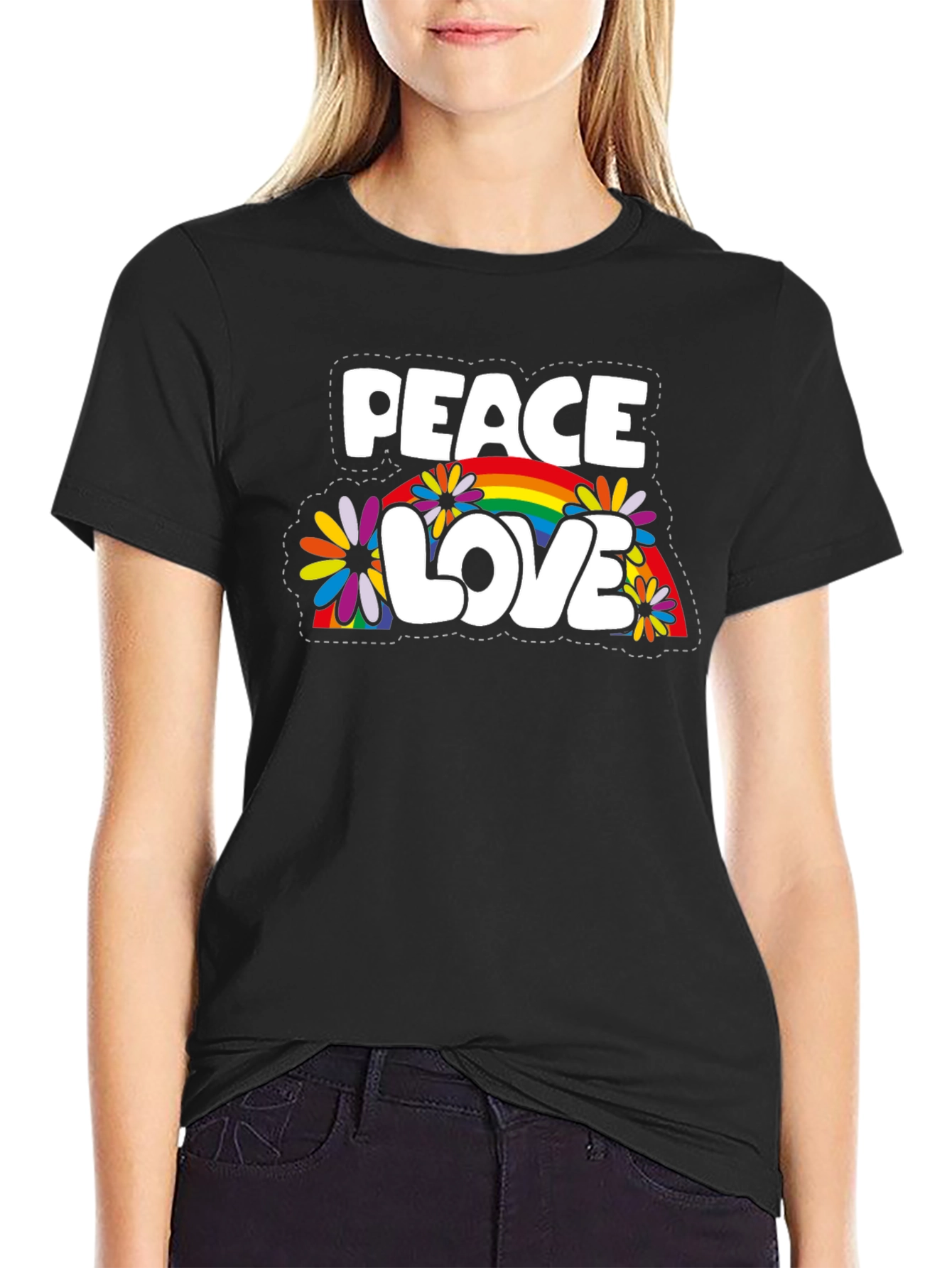Peace Love Rainbow Graphic T-Shirt
