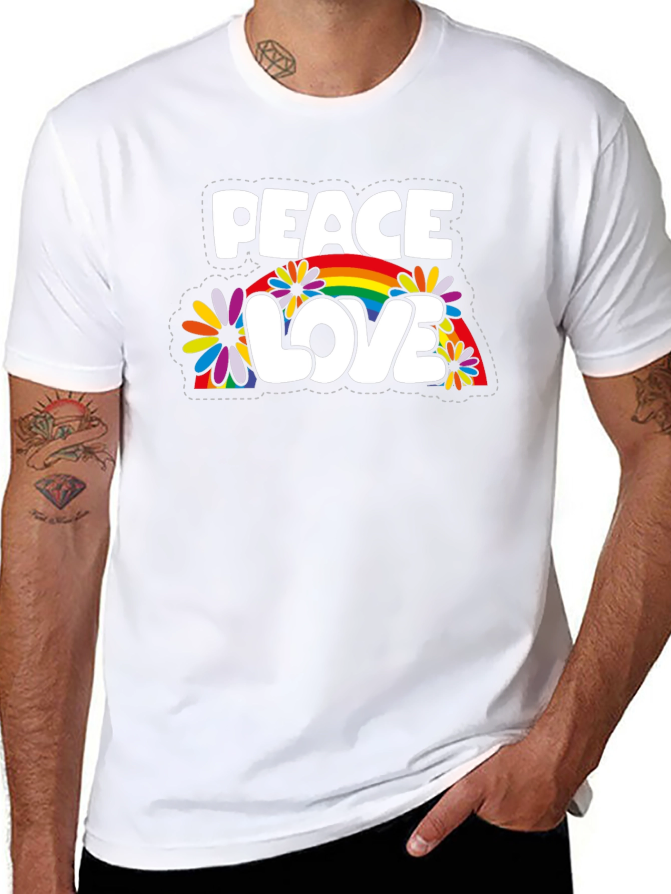 Peace Love Rainbow Graphic T-Shirt