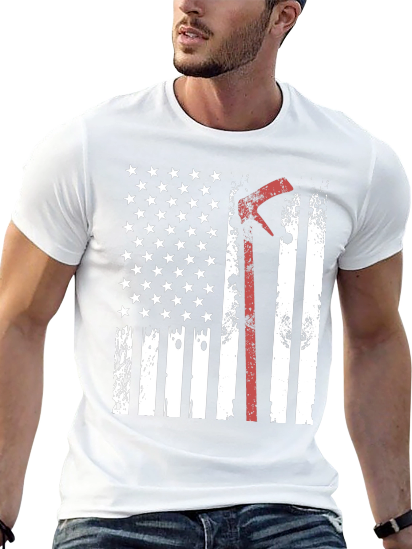 Firefighter Axe American Flag T-Shirt