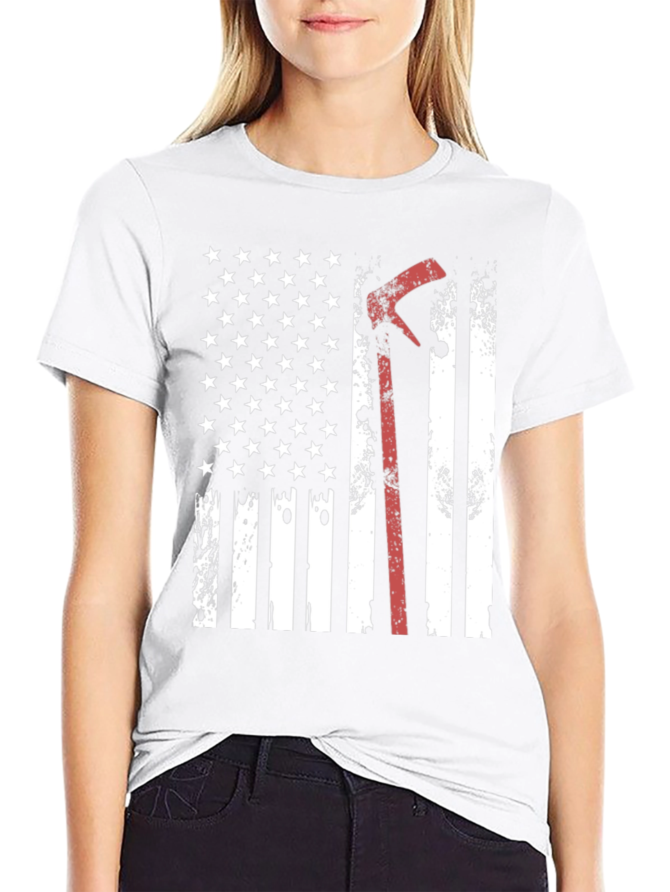Firefighter Axe American Flag T-Shirt