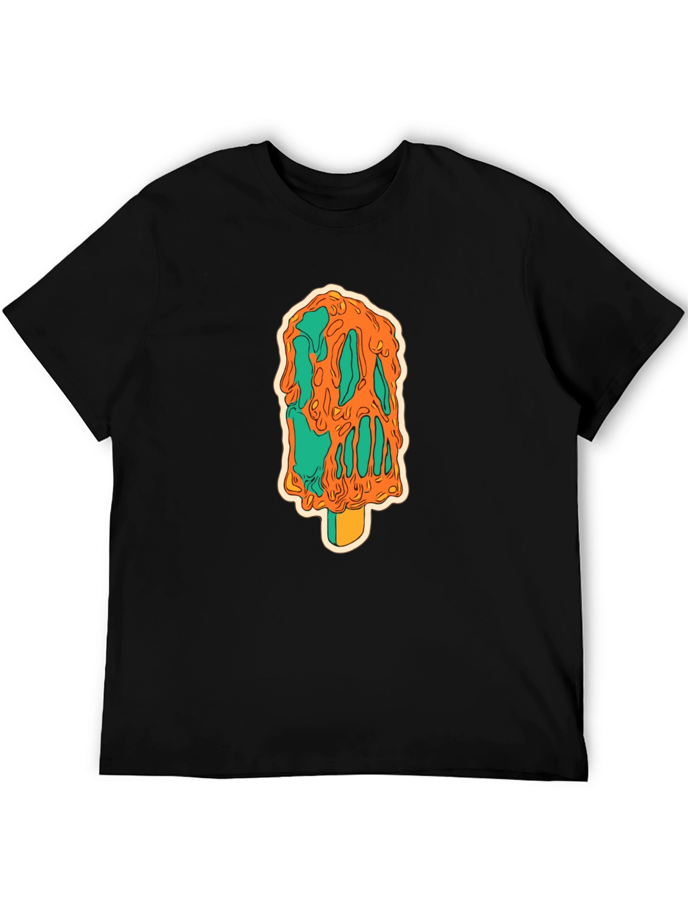 Melting Ice Cream Graphic Black T-Shirt