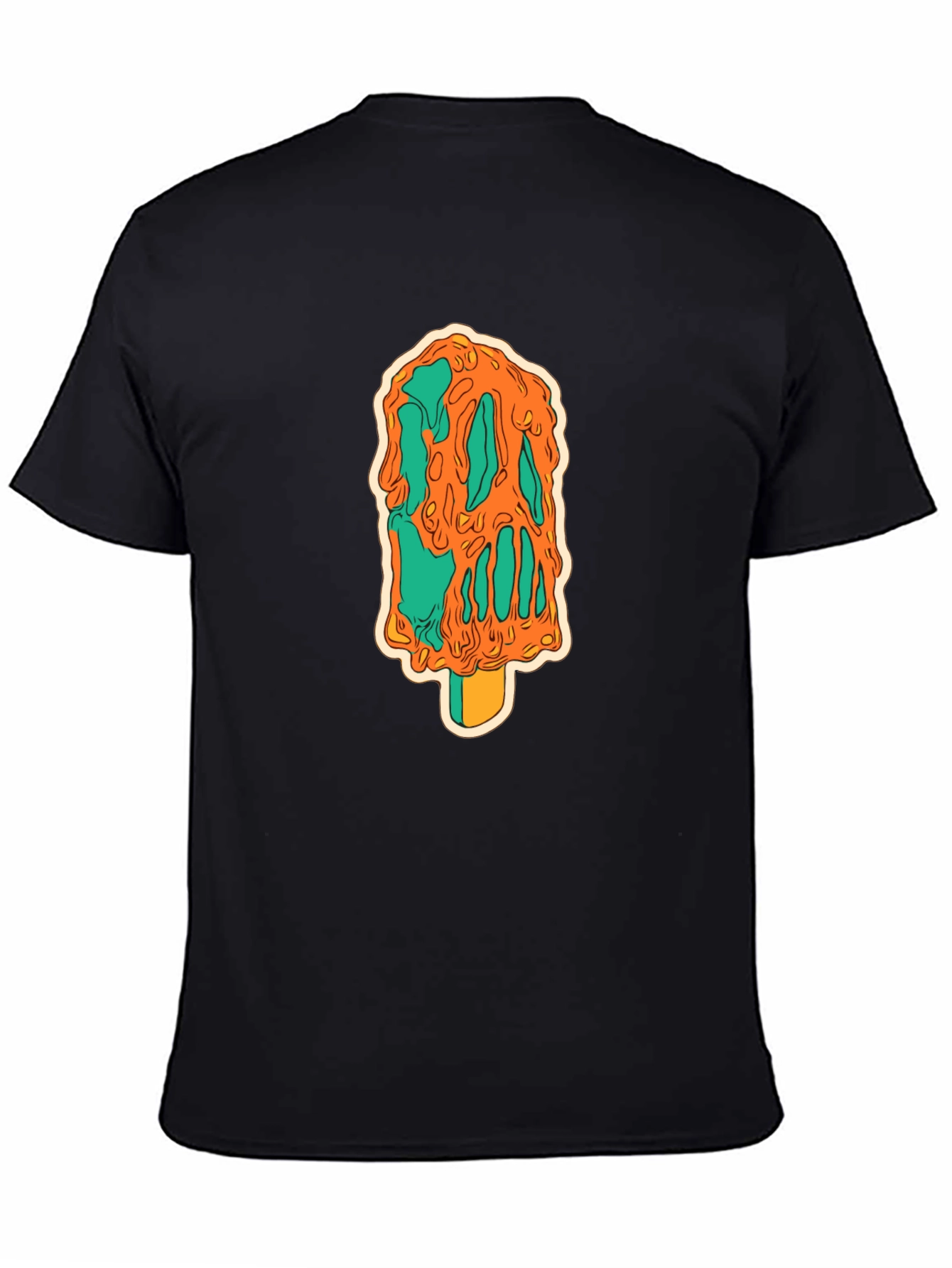 Melting Ice Cream Graphic Black T-Shirt