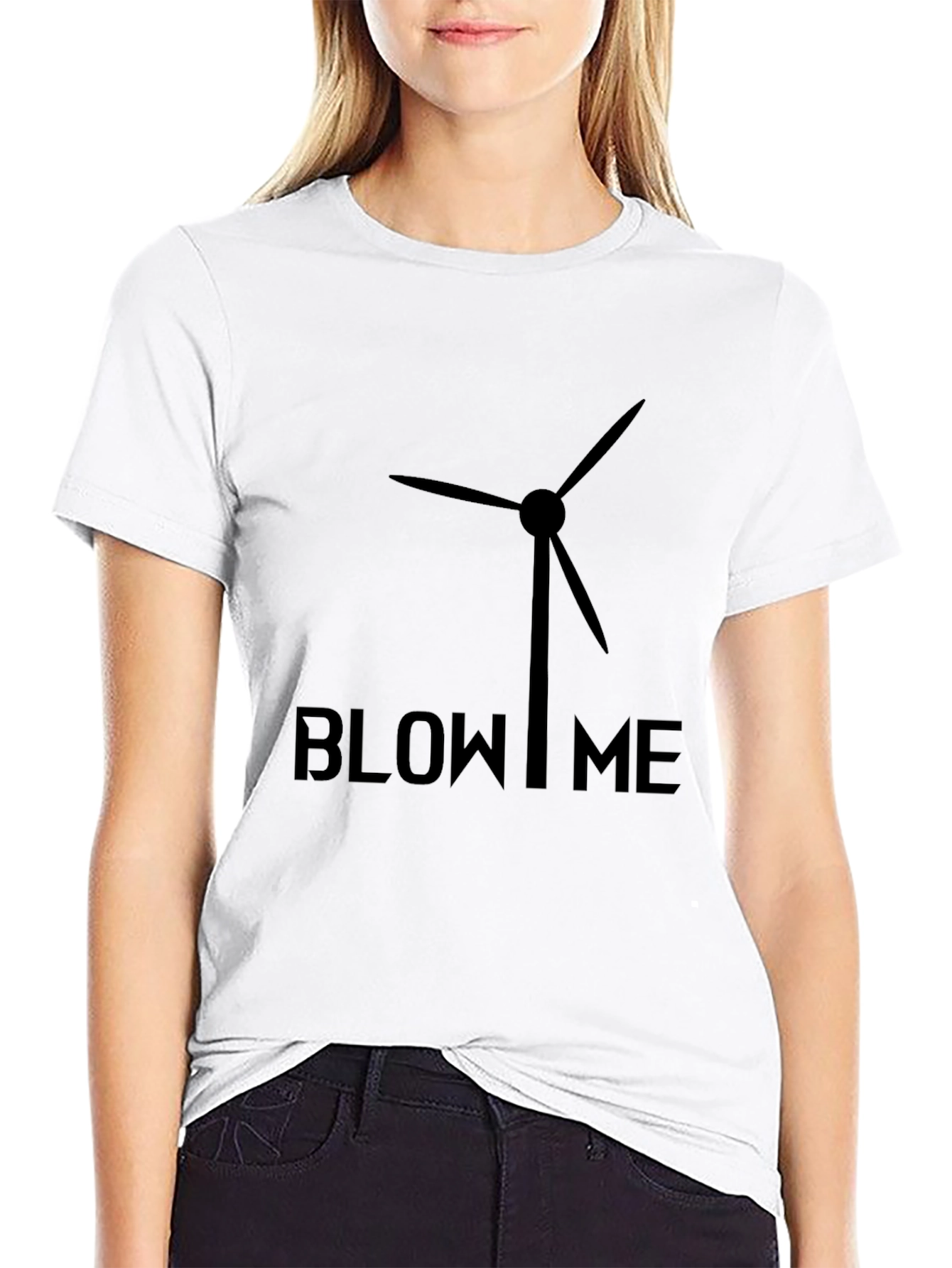 Black Blow Me Wind Turbine Graphic Tee