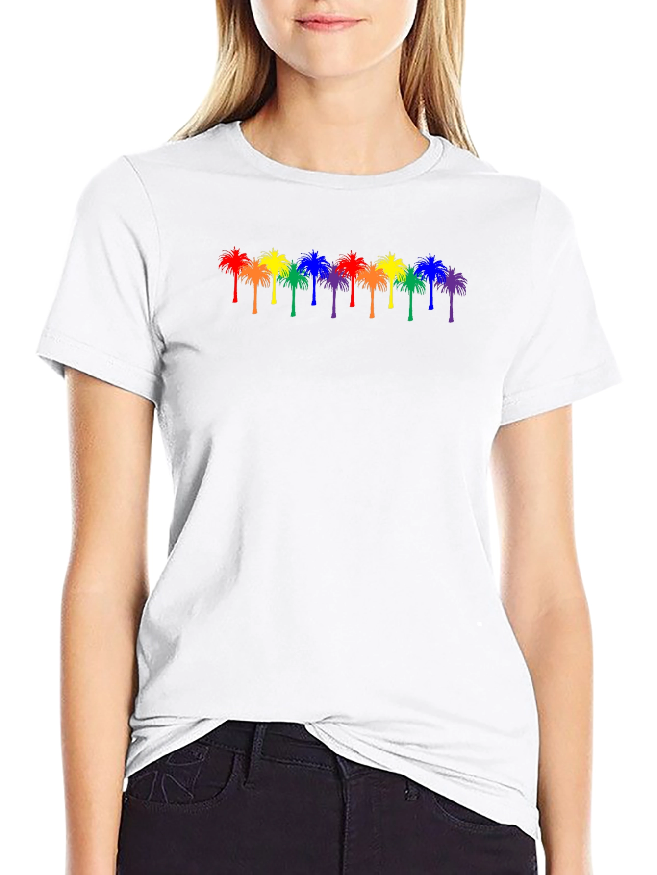 Rainbow Palm Tree Graphic T-Shirt