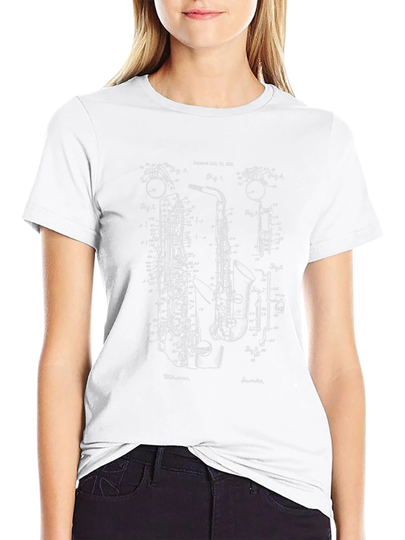 Saxophone Blueprint Black T-Shirt