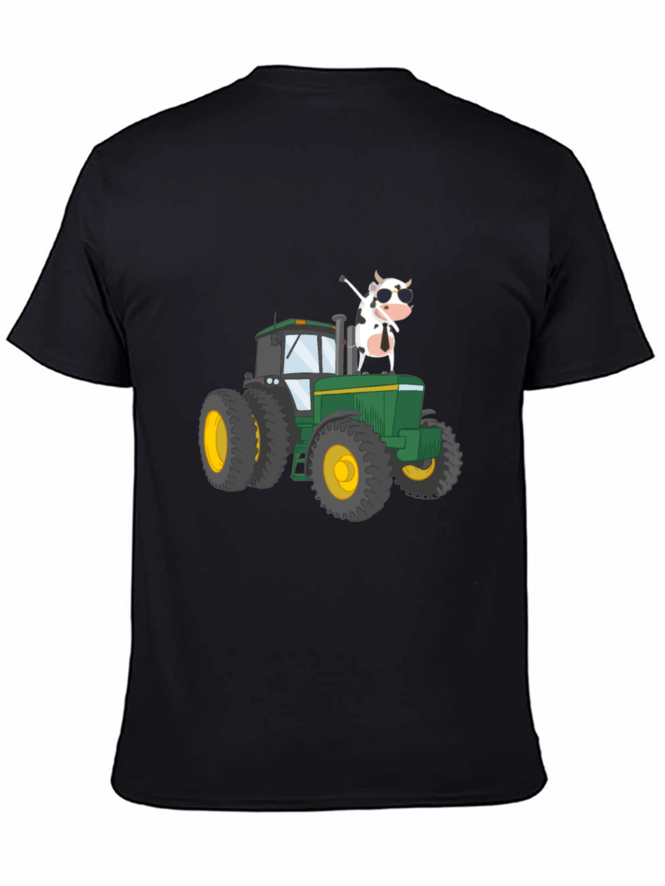 Cow on Tractor Graphic Tee - Black