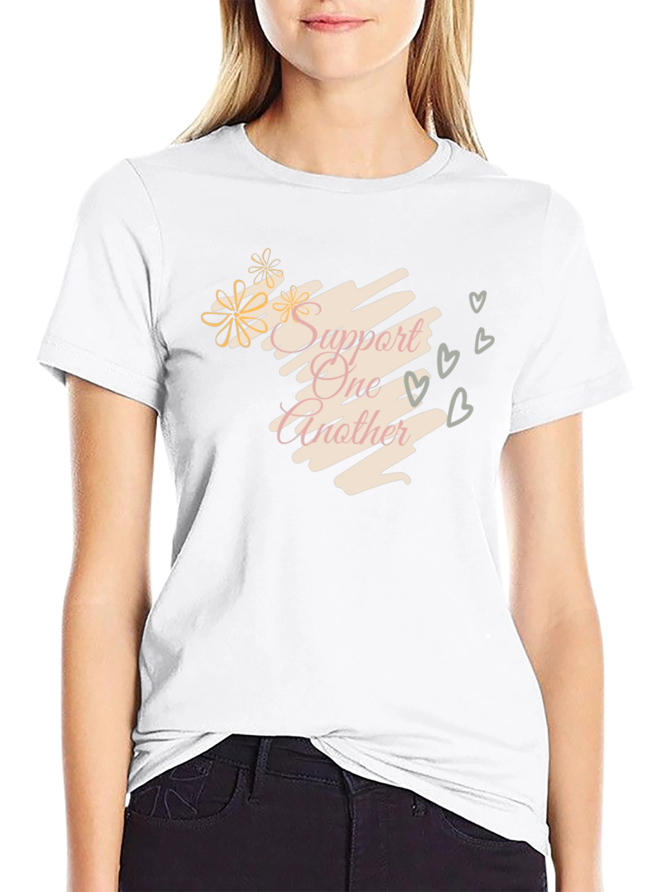 Support One Another Black Graphic Tee