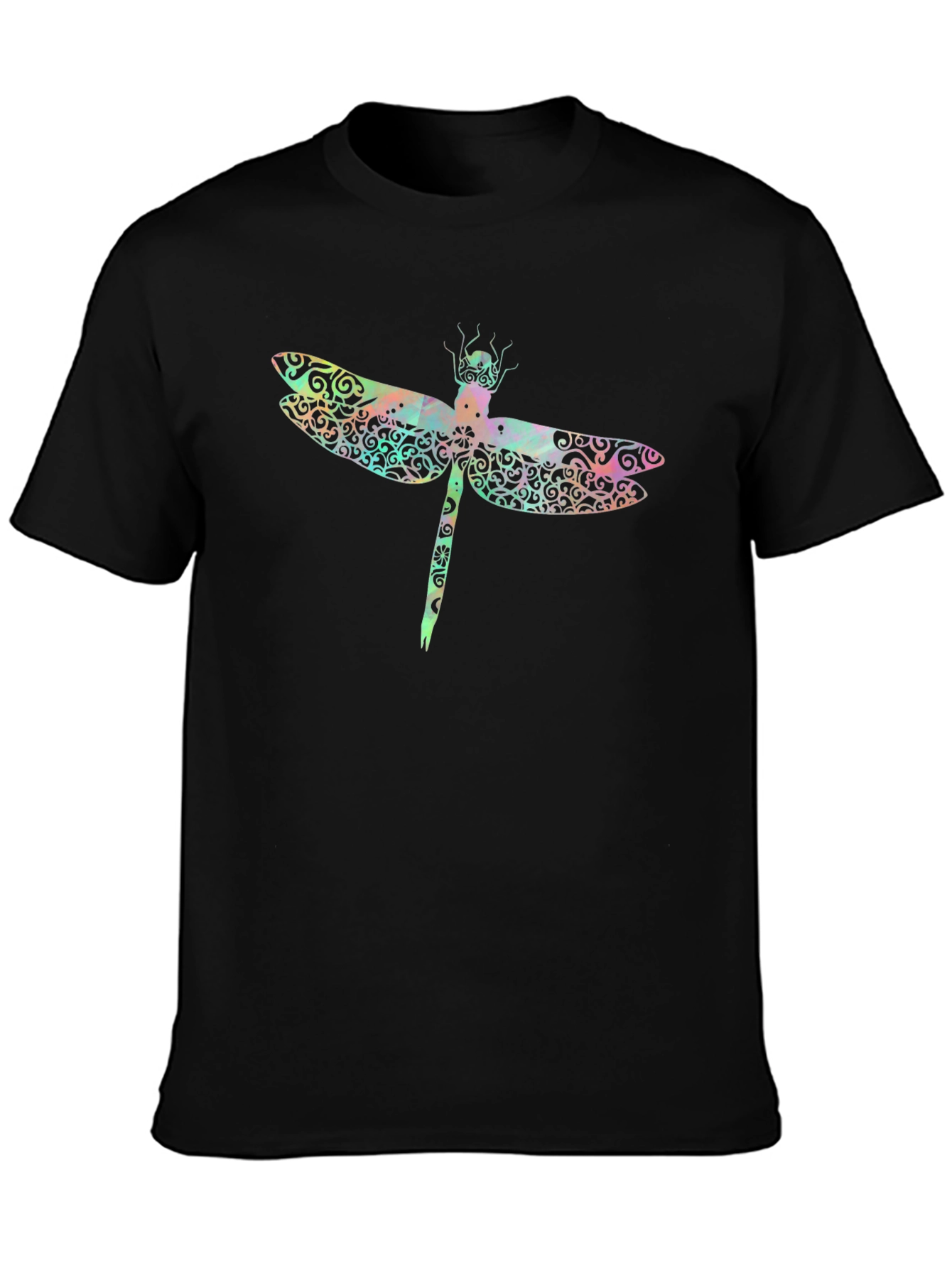 Dragonfly Graphic Print Black T-Shirt