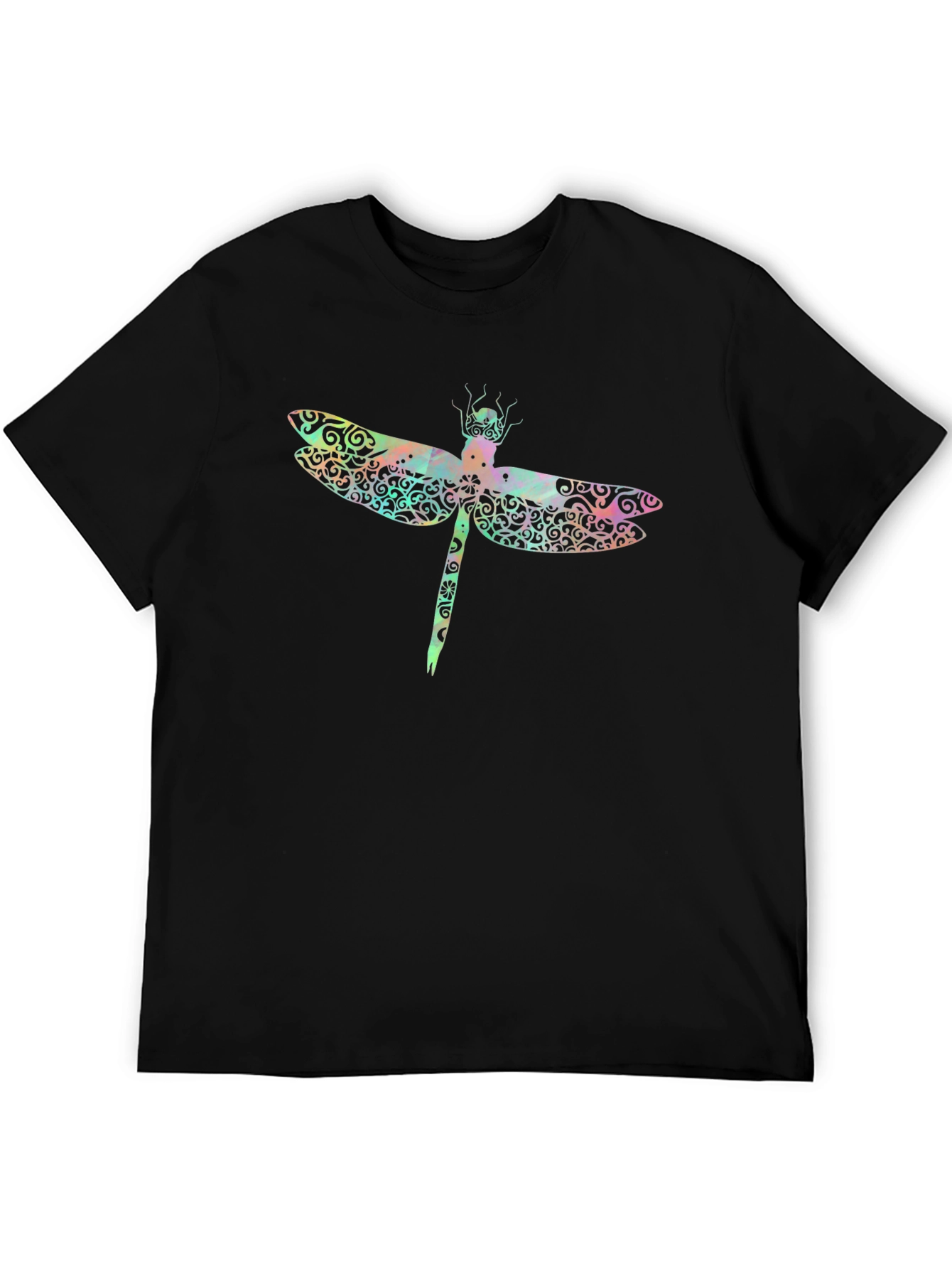 Dragonfly Graphic Print Black T-Shirt