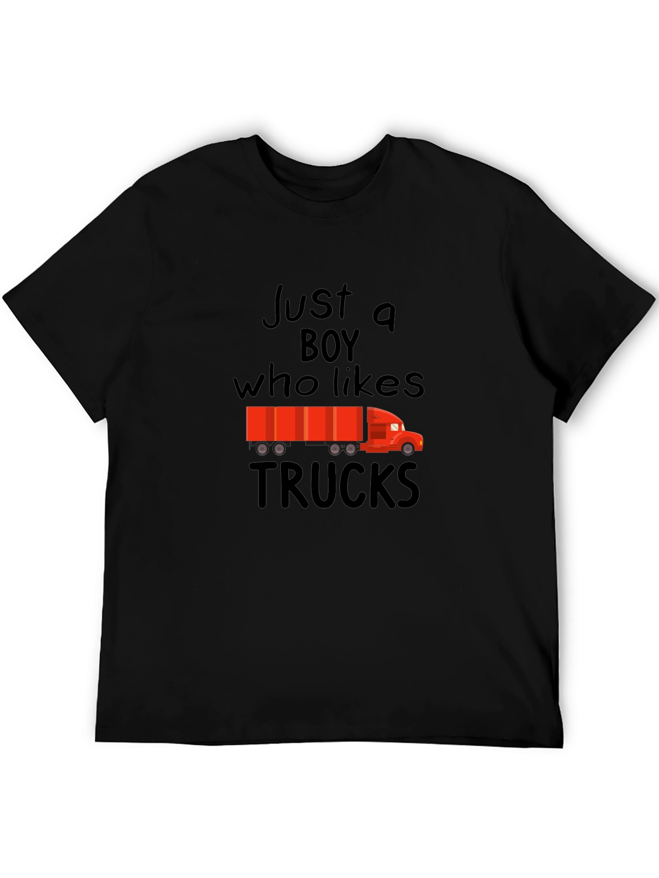 Just a Boy Who Likes Trucks Black T-Shirt